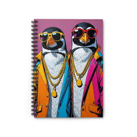 Cool Penguin Spiral Notebook Ruled Line Journal Funny Gift for Students Writers