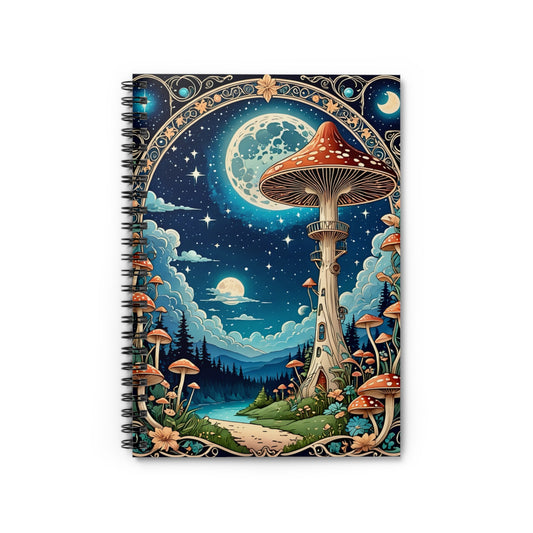 Fantasy Mushroom Moon Spiral Notebook Ruled Line Journal Gift for Writers