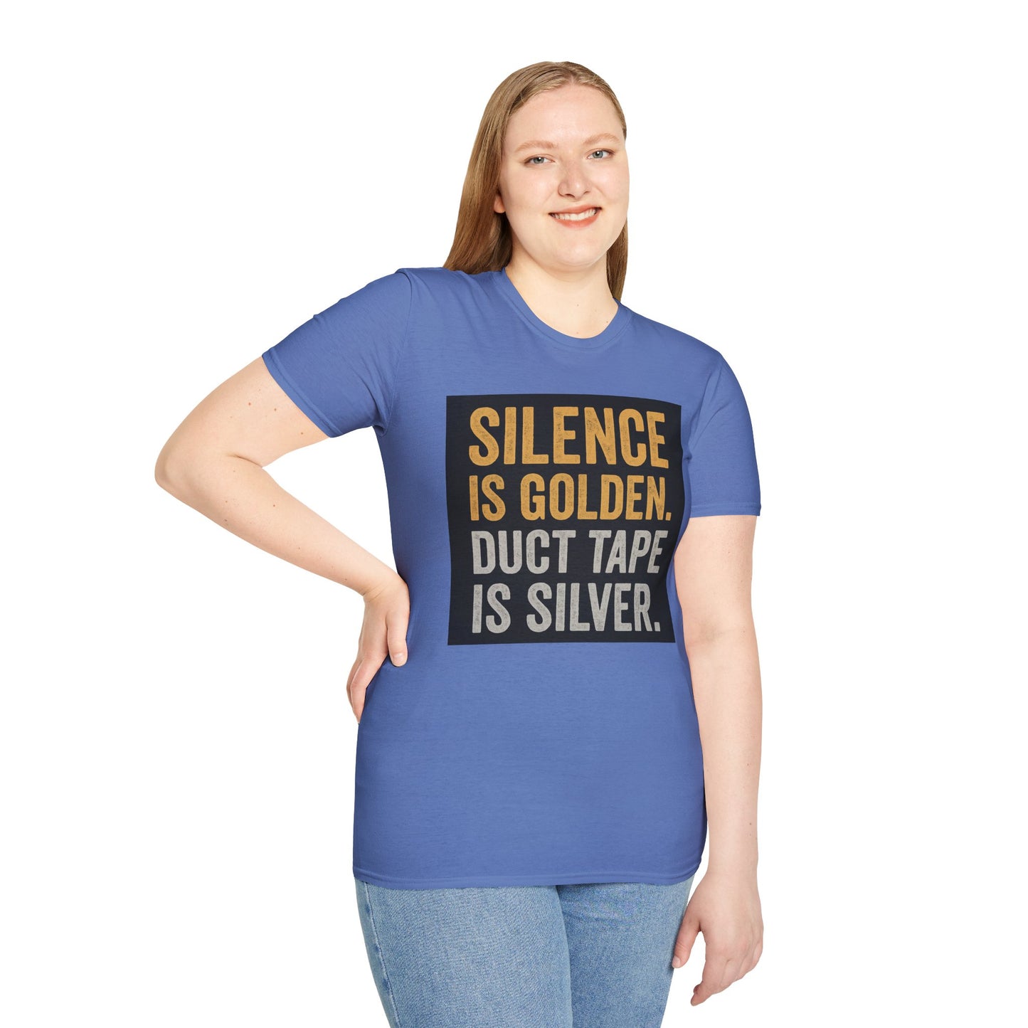 Funny Quote T-Shirt - Silence is Golden Duct Tape is Silver, Gift for Dad, Birthday Gift, Humorous Tee, Unisex Apparel, Casual Wear