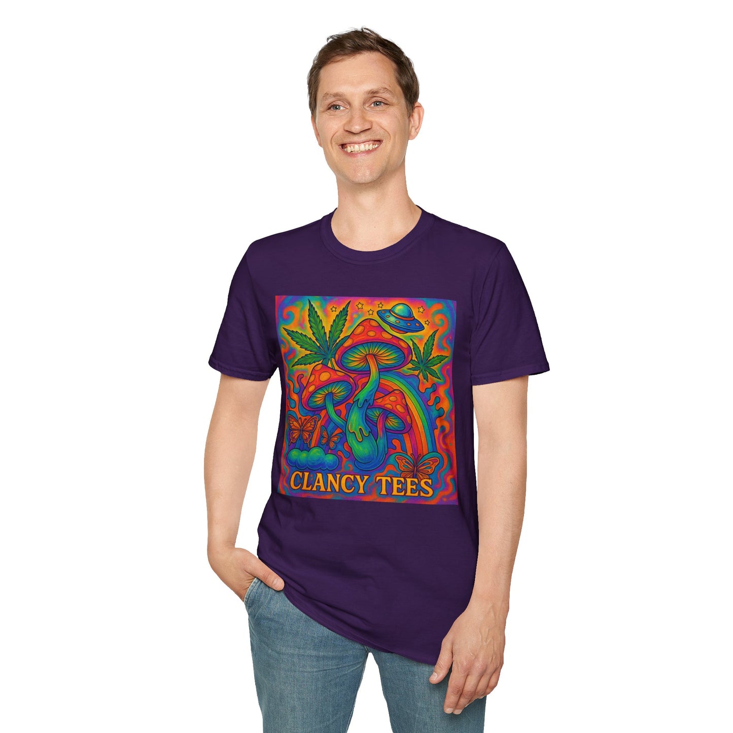 Colorful Psychedelic T-Shirt, Fun Graphic Tee for Music Festivals, Unique Gift for Friends, Retro Style Shirt, Unisex Softstyle Tee
