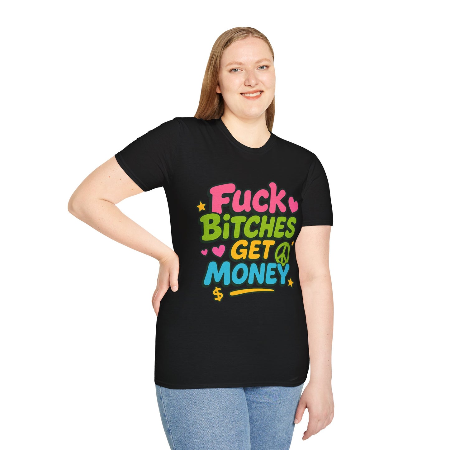 Fuck Bitches Get Money Shirt Funny Bold Graphic Tee Gift for Hustlers Savage Statement T-Shirt for Rebels Trolls Unfiltered Meme Culture Fans