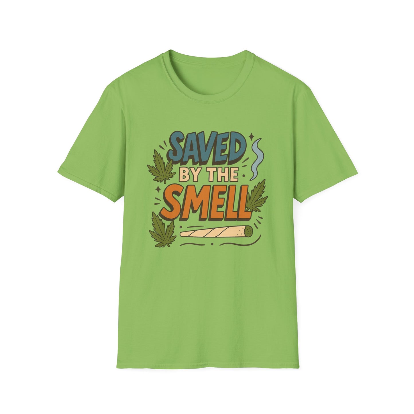 Funny Cannabis Saved by the Smell T-Shirt, Unisex Softstyle Tee, Gift for Stoners, Humor Apparel, Casual Wear, Cool Graphic Tee