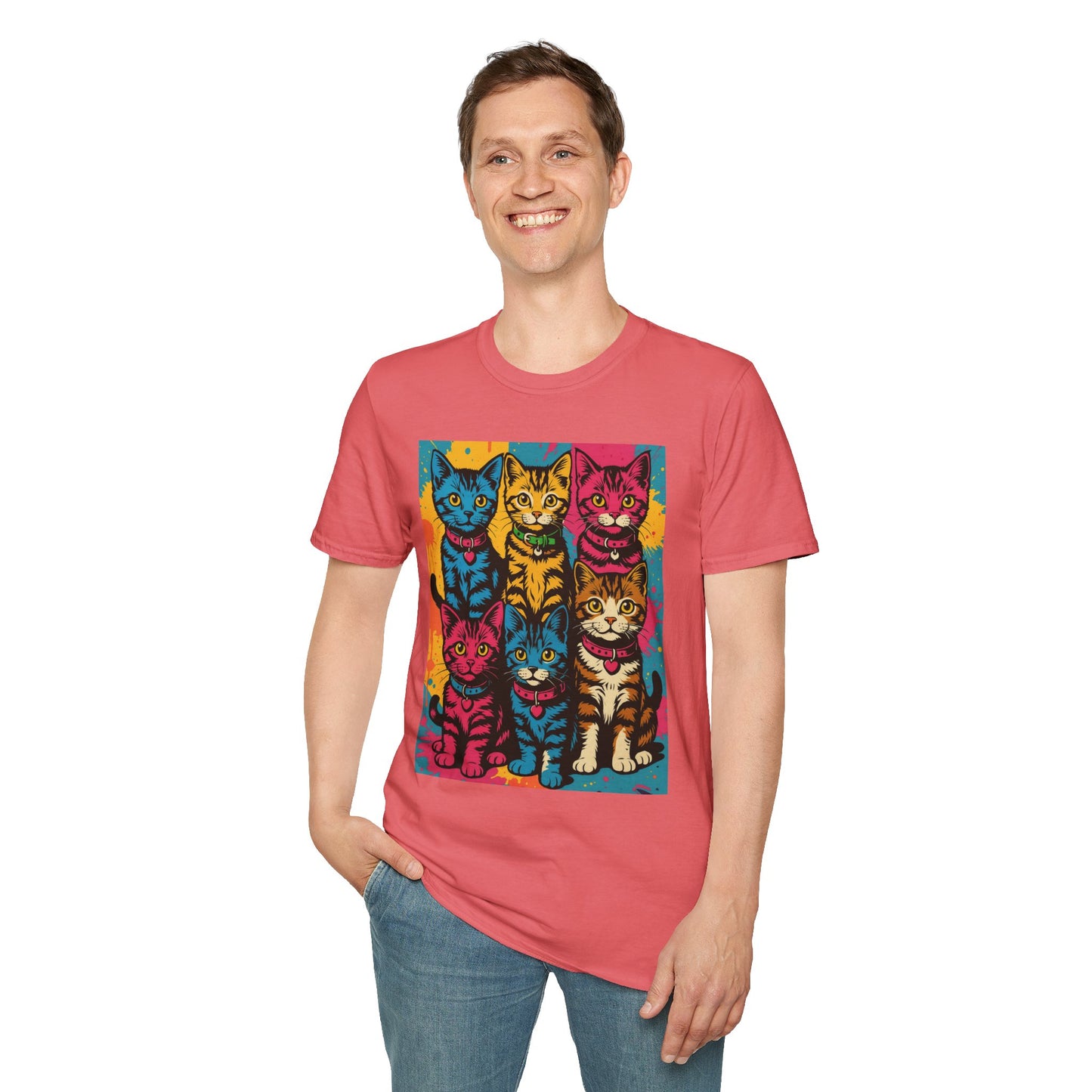 Rainbow Cats Art Shirt – Colorful Cat Lover Tee for Feline Fans – Funny Gift for Cat Moms, Pet Parents, Weird Cat People & Whimsical Animal Aesthetic