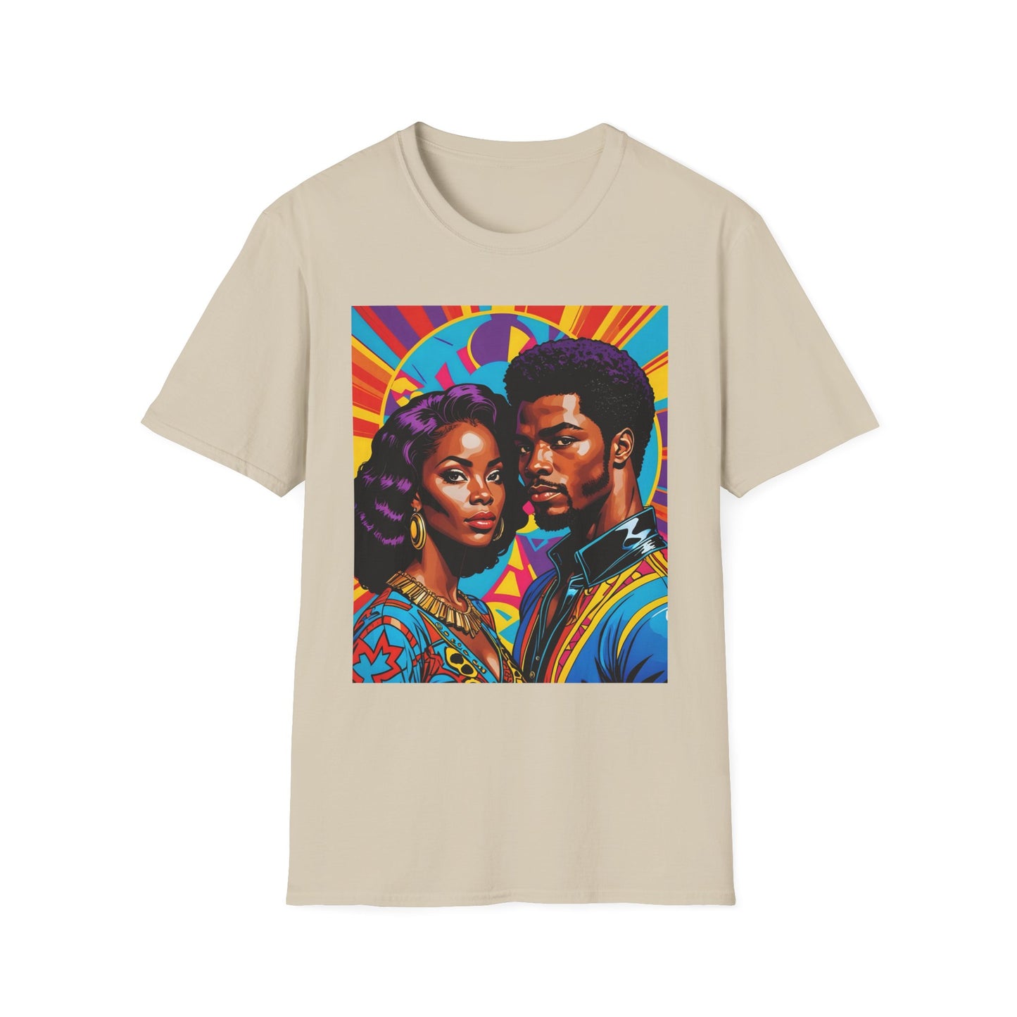 Vibrant Retro-Inspired Unisex Softstyle T-Shirt, Colorful Art Tee, Black History Month Shirt, Casual Streetwear, Gift for Art Lovers