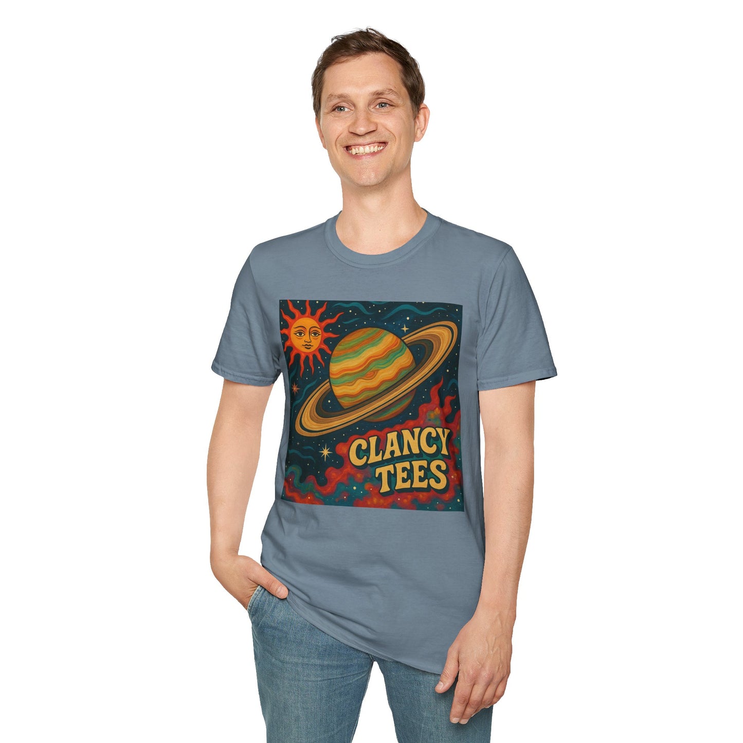 Saturn Sun Shirt – Retro Psychedelic Planet Graphic Tee with Groovy Outer Space Art – Gift for Astronomers, Daydreamers, and Cosmic Wanderers