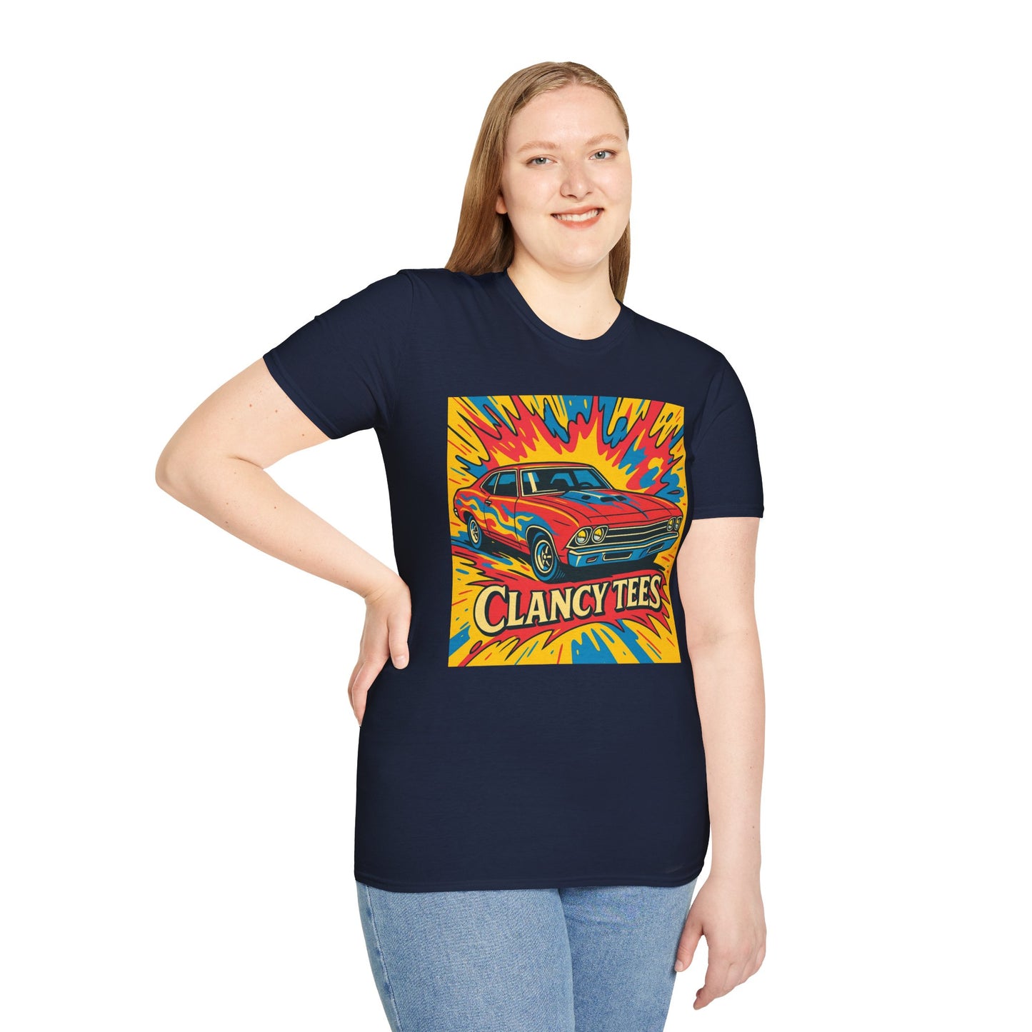 Muscle Car Graphic Tee with Retro Flames | Vintage Car Lover T-Shirt | Gift for Gearheads & Classic Ride Fans | Bold Hot Rod Shirt