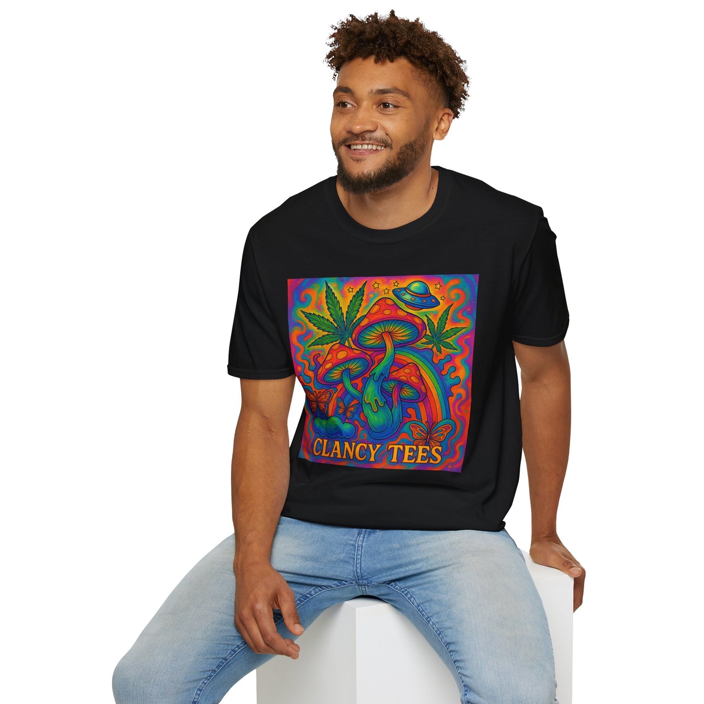 Colorful Psychedelic T-Shirt, Fun Graphic Tee for Music Festivals, Unique Gift for Friends, Retro Style Shirt, Unisex Softstyle Tee
