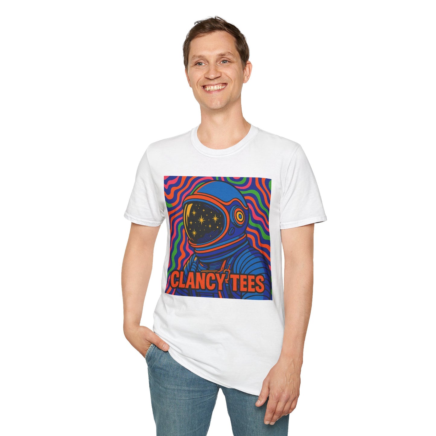 Cosmic Astronaut T-Shirt - Unisex Softstyle Tee, Space Lover Gift, Retro Vibes, Festival Wear, Graphic Tee