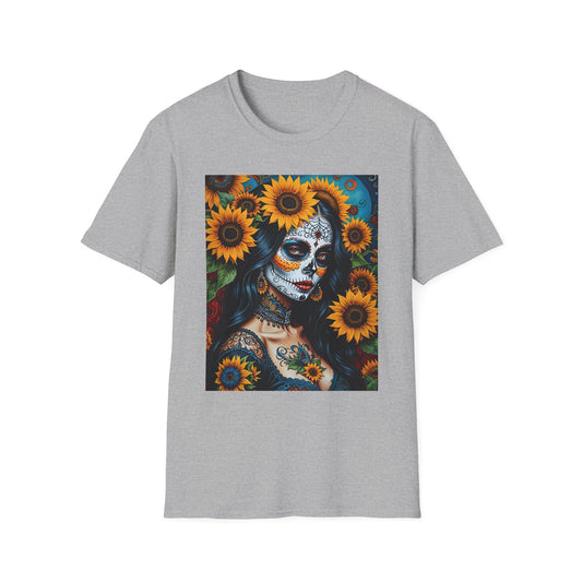 Day of the Dead Floral T-Shirt, Sugar Skull Tee, Unisex Halloween Shirt, Floral Art T-Shirt, Casual Everyday Wear