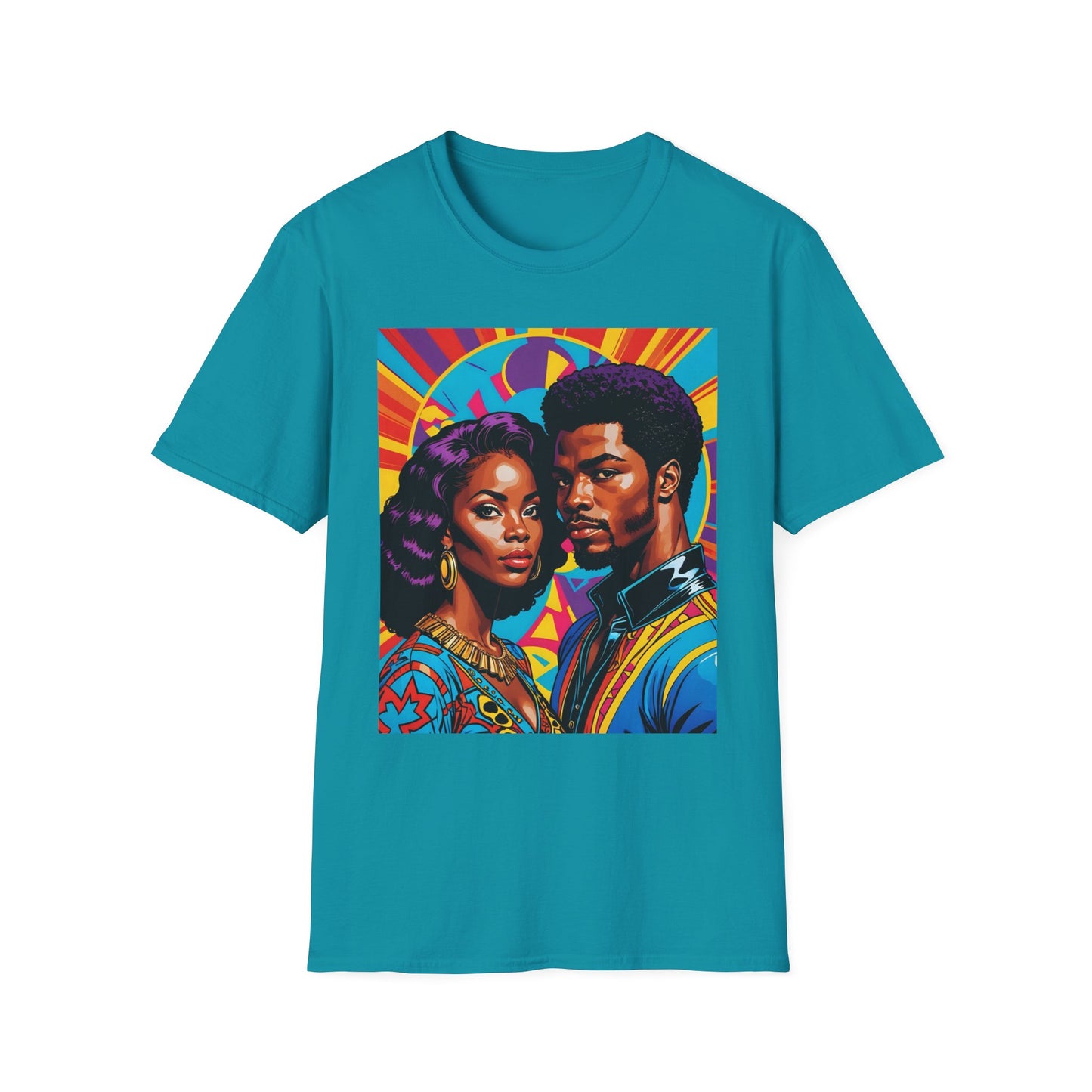 Vibrant Retro-Inspired Unisex Softstyle T-Shirt, Colorful Art Tee, Black History Month Shirt, Casual Streetwear, Gift for Art Lovers