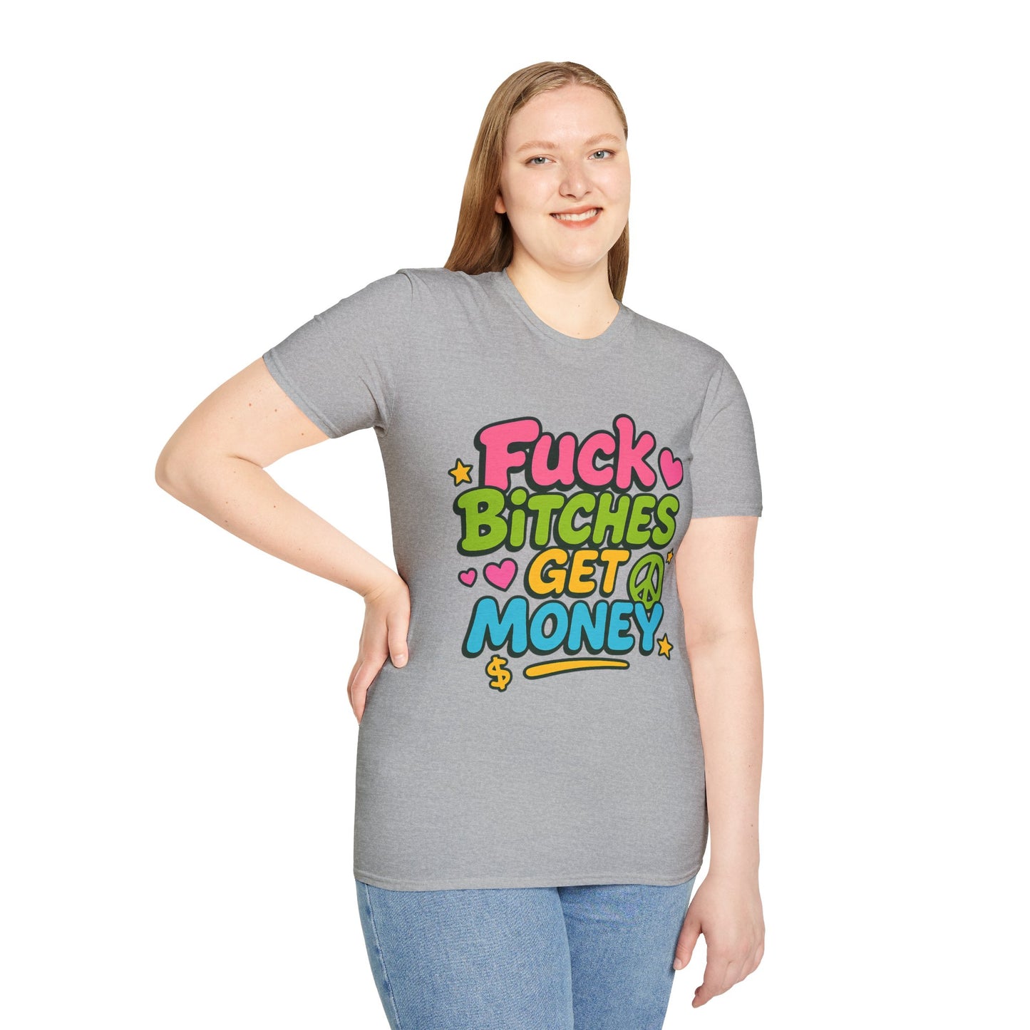 Fuck Bitches Get Money Shirt Funny Bold Graphic Tee Gift for Hustlers Savage Statement T-Shirt for Rebels Trolls Unfiltered Meme Culture Fans