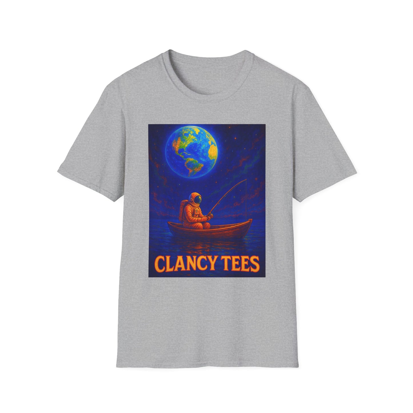 Space Fisherman Graphic T-Shirt, Chill Vibes Tee, Eco-Friendly Gift, Outdoor Enthusiast Apparel, Perfect for Holidays & Summer