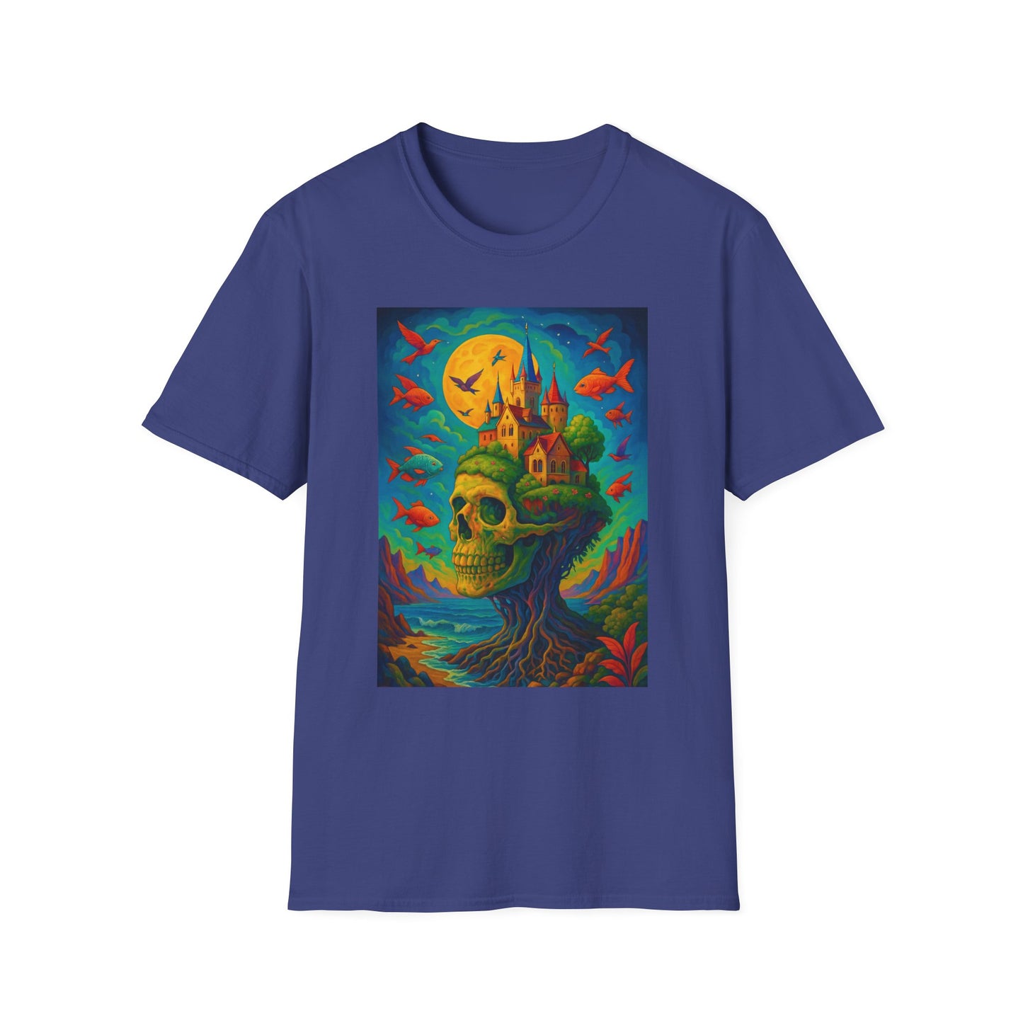 Psychedelic Skull Castle T-Shirt Surreal Fantasy Art Tee | Trippy Gothic Aesthetic Shirt | Gift for Weirdos and Dreamers | Dark Art Forest Top