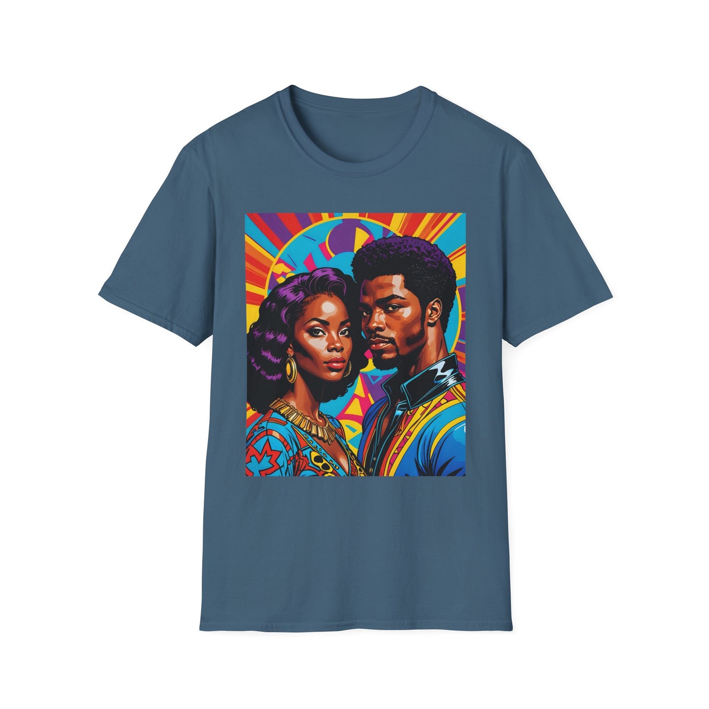 Vibrant Retro-Inspired Unisex Softstyle T-Shirt, Colorful Art Tee, Black History Month Shirt, Casual Streetwear, Gift for Art Lovers