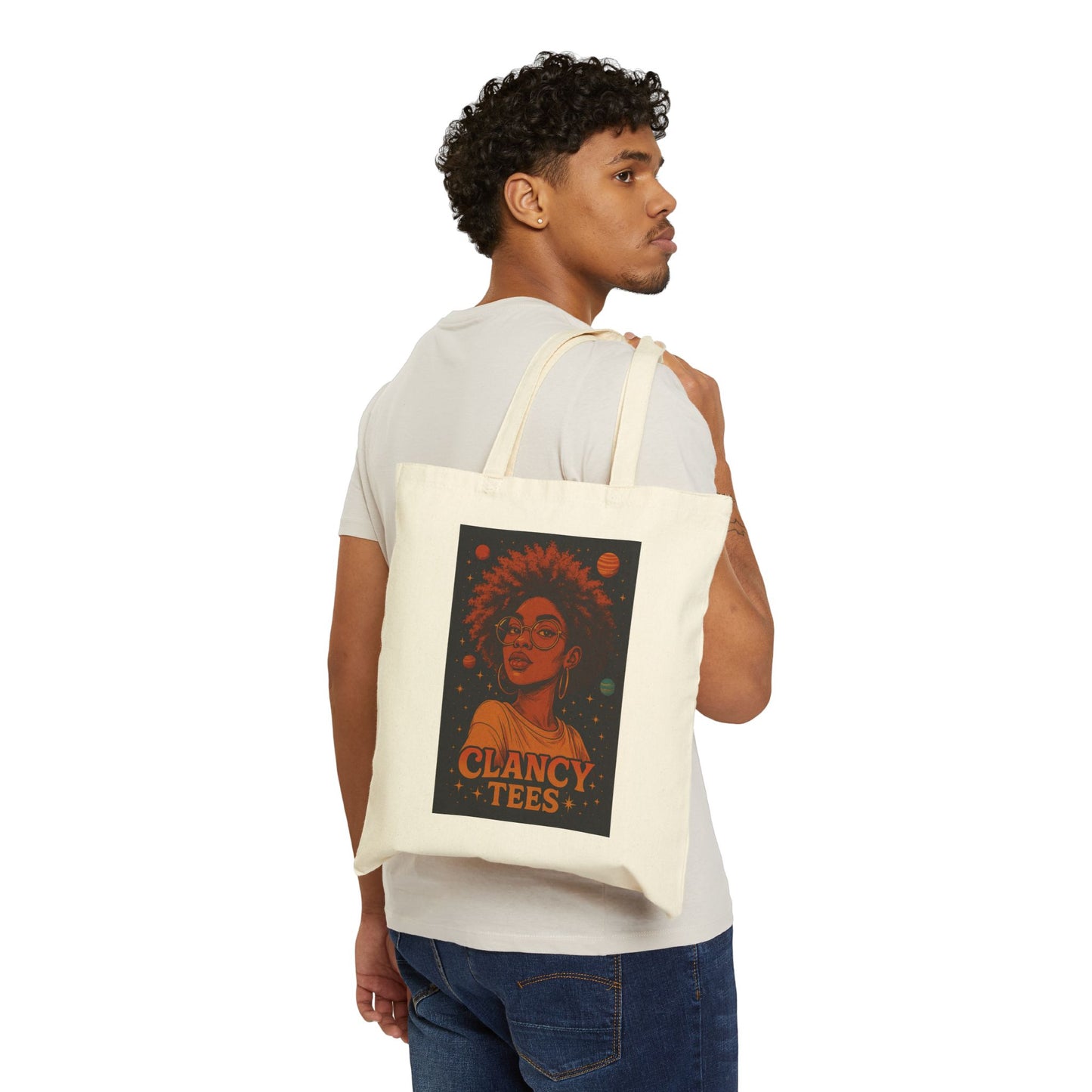 Afrofuturist Tote Bag Cosmic Canvas Bag Astrology Inspired Carryall With Bold Black Girl Magic Artwork And Celestial Design For Everyday Use
