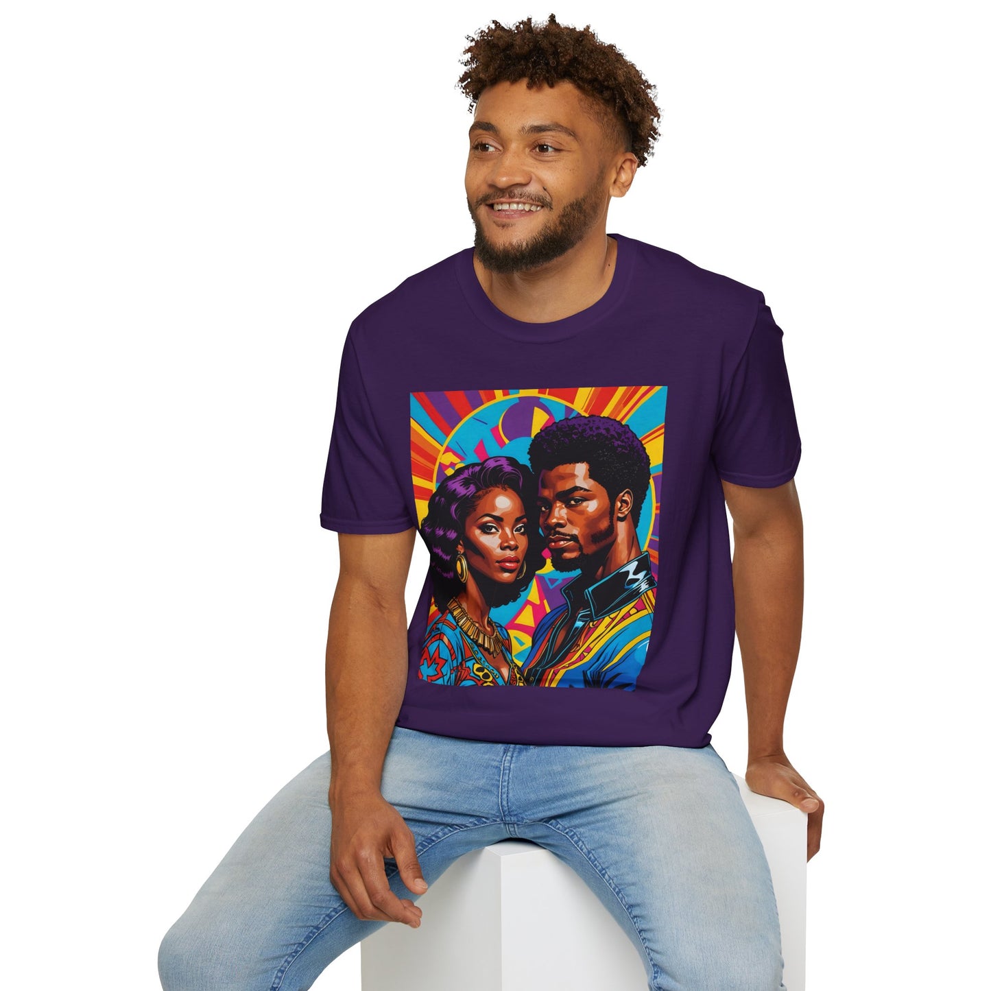 Vibrant Retro-Inspired Unisex Softstyle T-Shirt, Colorful Art Tee, Black History Month Shirt, Casual Streetwear, Gift for Art Lovers