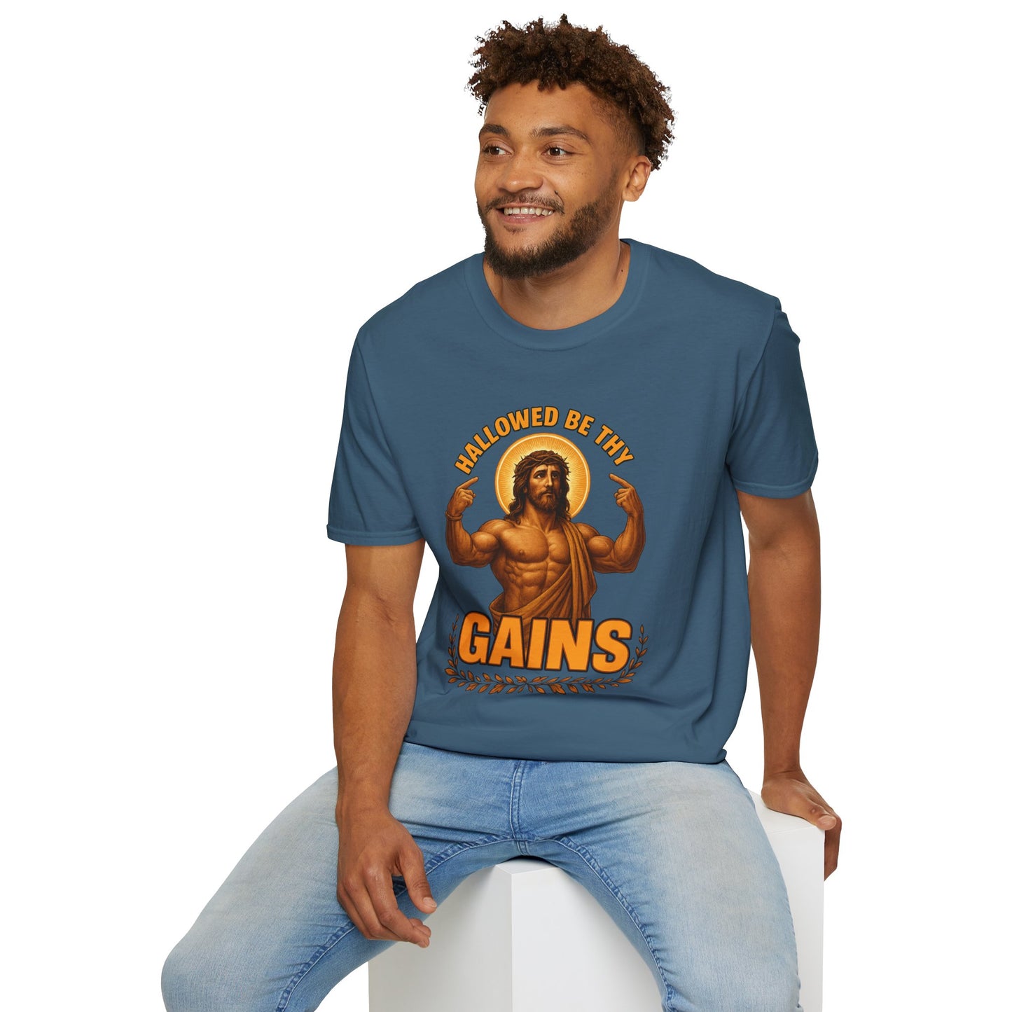 Jesus Gains Unisex T-Shirt, Funny Fitness Tee, Motivational Gym Shirt, Workout Apparel, Religious Gift, Christian Humor Clothing