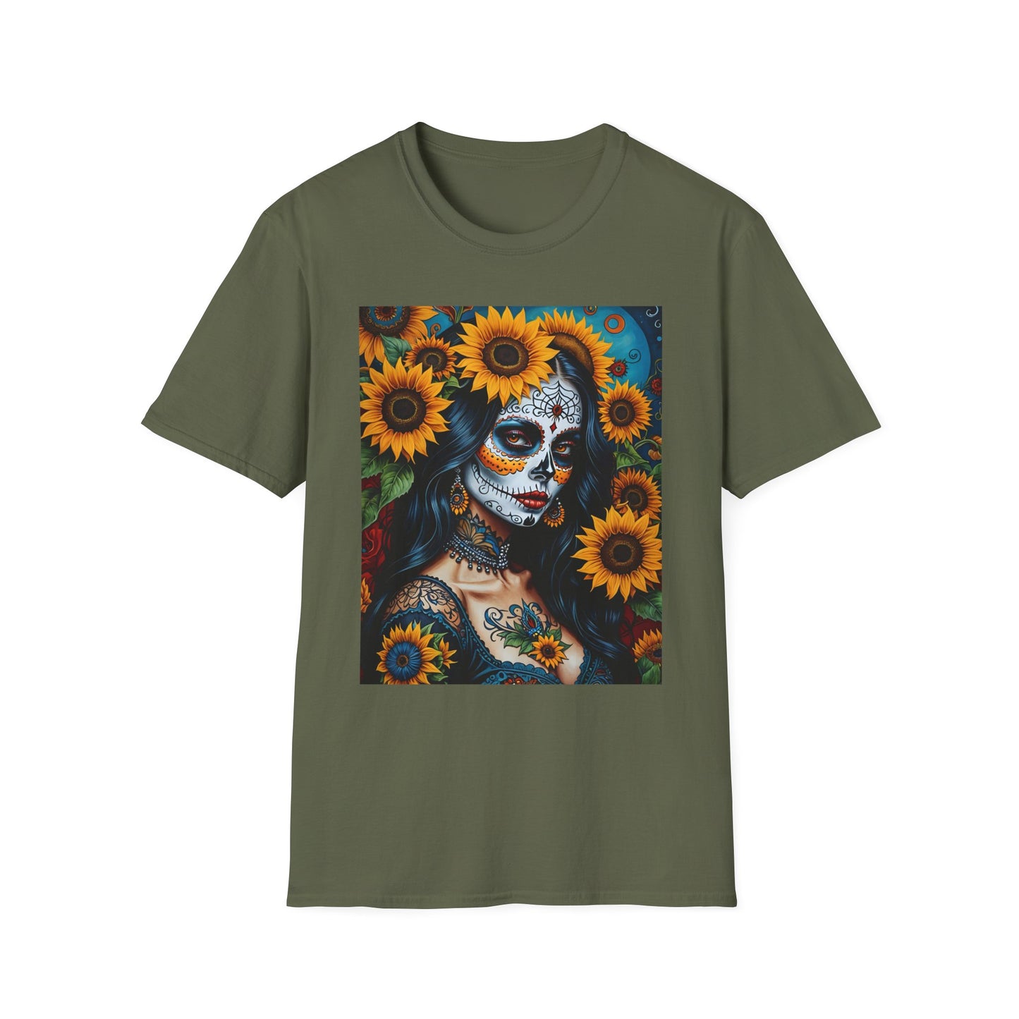 Day of the Dead Floral T-Shirt, Sugar Skull Tee, Unisex Halloween Shirt, Floral Art T-Shirt, Casual Everyday Wear