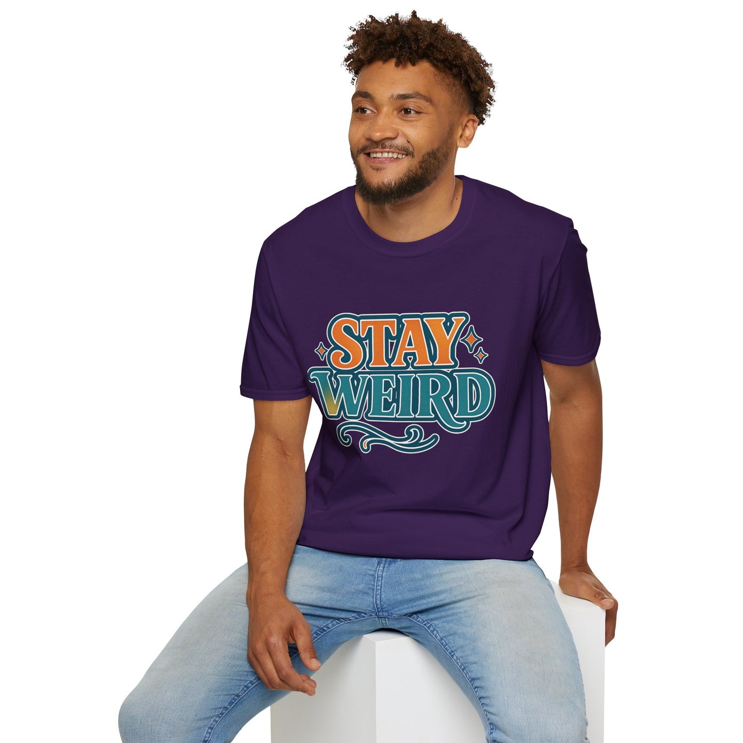 Stay Weird Unisex Softstyle T-Shirt - Fun Graphic Tee, Quirky Apparel, Gift for Friends, Casual Wear, Unique Style