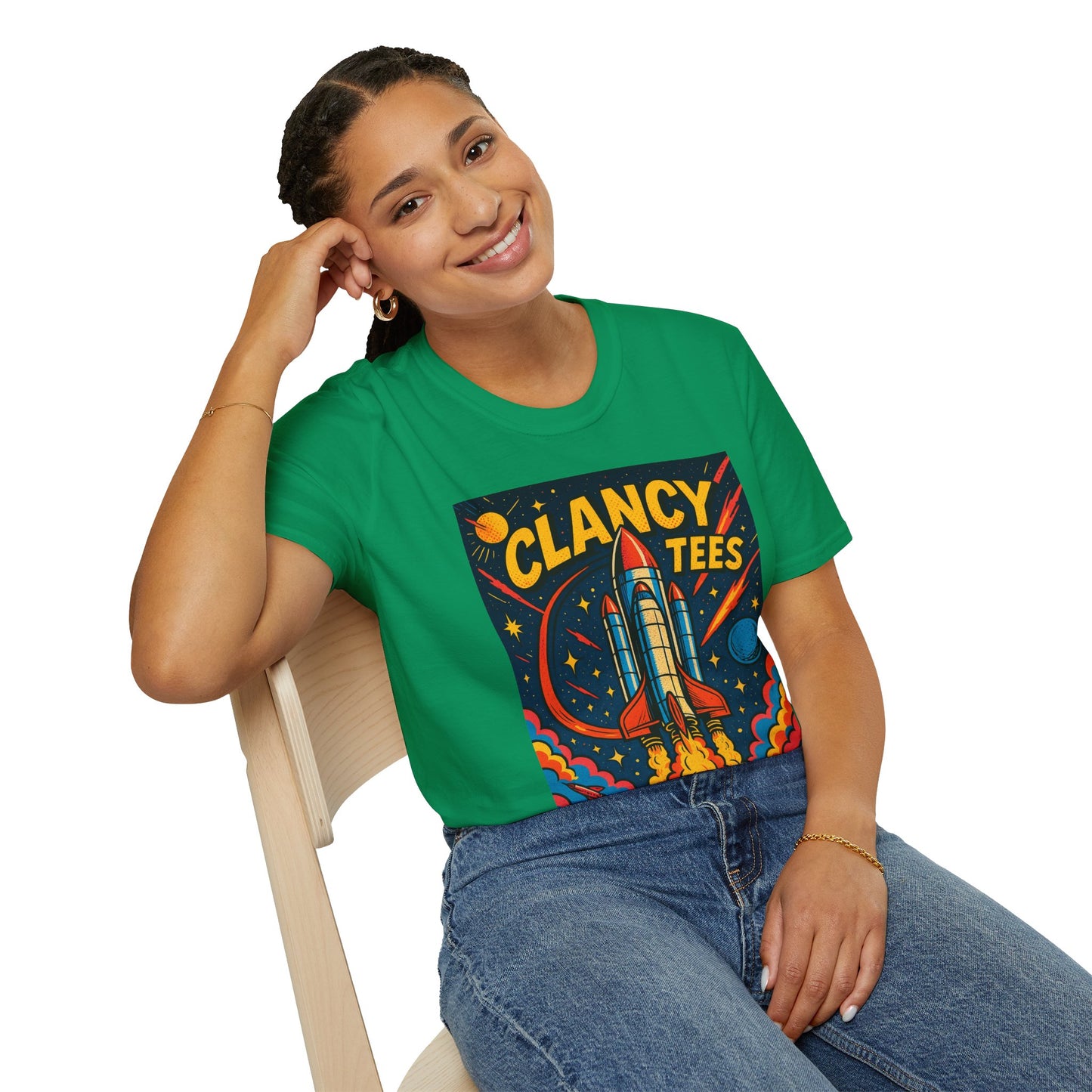 Retro Rocket Ship Shirt Outer Space Graphic Tee | Psychedelic Galaxy Print Top | Gift for Space Nerds and Dreamers | Astronaut Aesthetic Tee