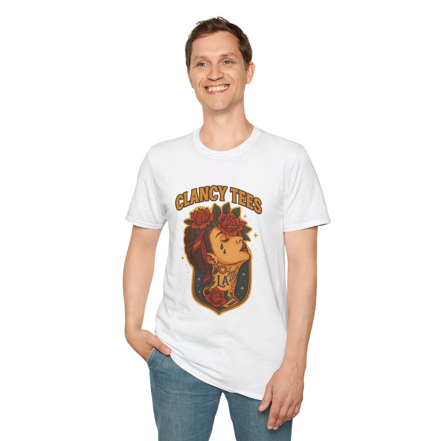 Unisex Tattoo Graphic Tee with Floral Design, Casual Everyday Wear, Gift for Friends, Fashionable Lounge Top, Cute Summer Shirt