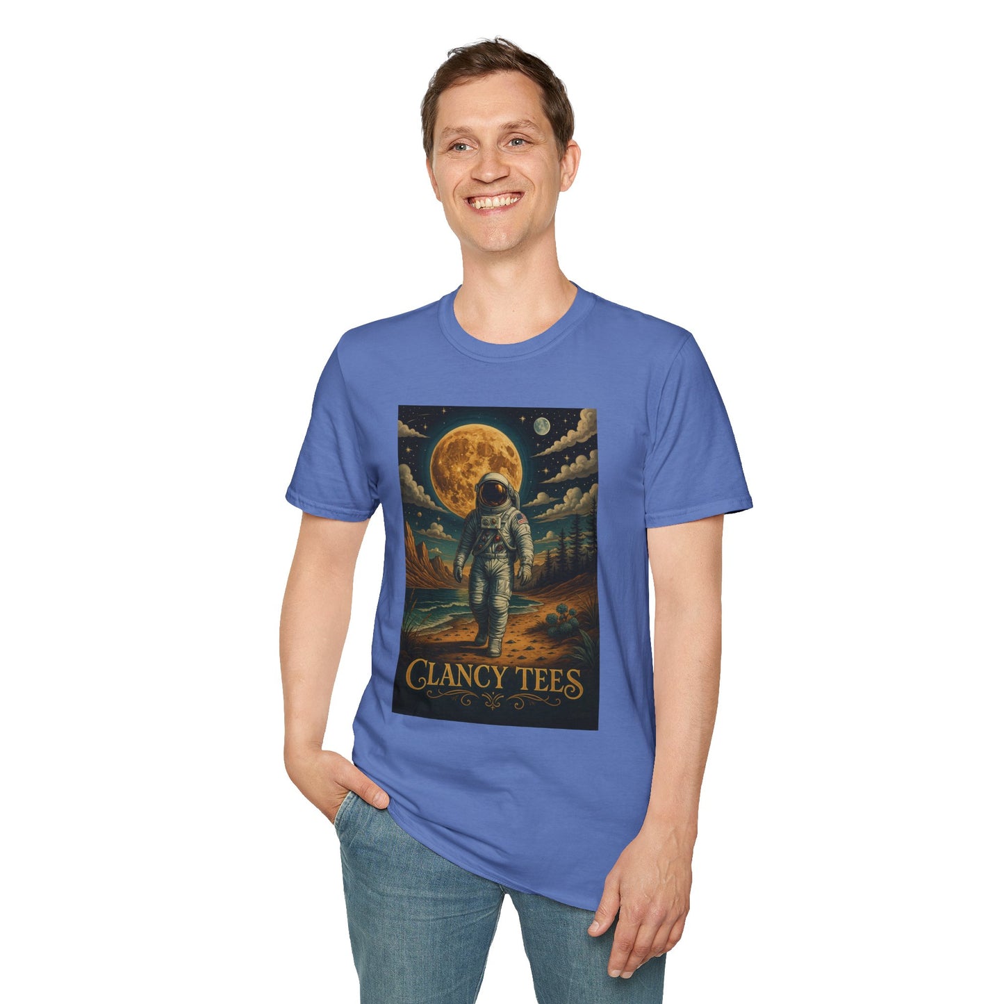 Astronaut Adventure Unisex Softstyle T-Shirt | Cosmic Space Shirt, Graphic Tee for Space Lovers, Gift for Nerds, Casual Wear