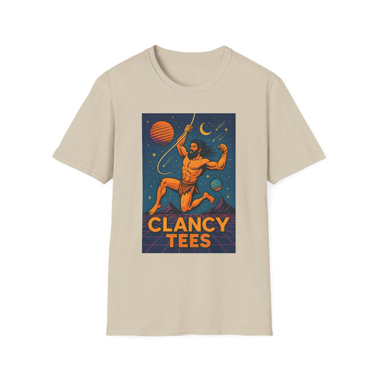 Retro Space Graphic Unisex Softstyle T-Shirt, Fun Casual Wear, Gift for Space Lovers, Cute Vintage Tee, Everyday Comfort Shirt
