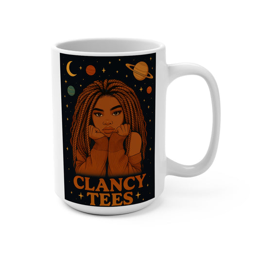 Cosmic Daydreamer Mug Afro Goddess Artwork Ceramic Coffee Cup Gift for Astrology Lovers