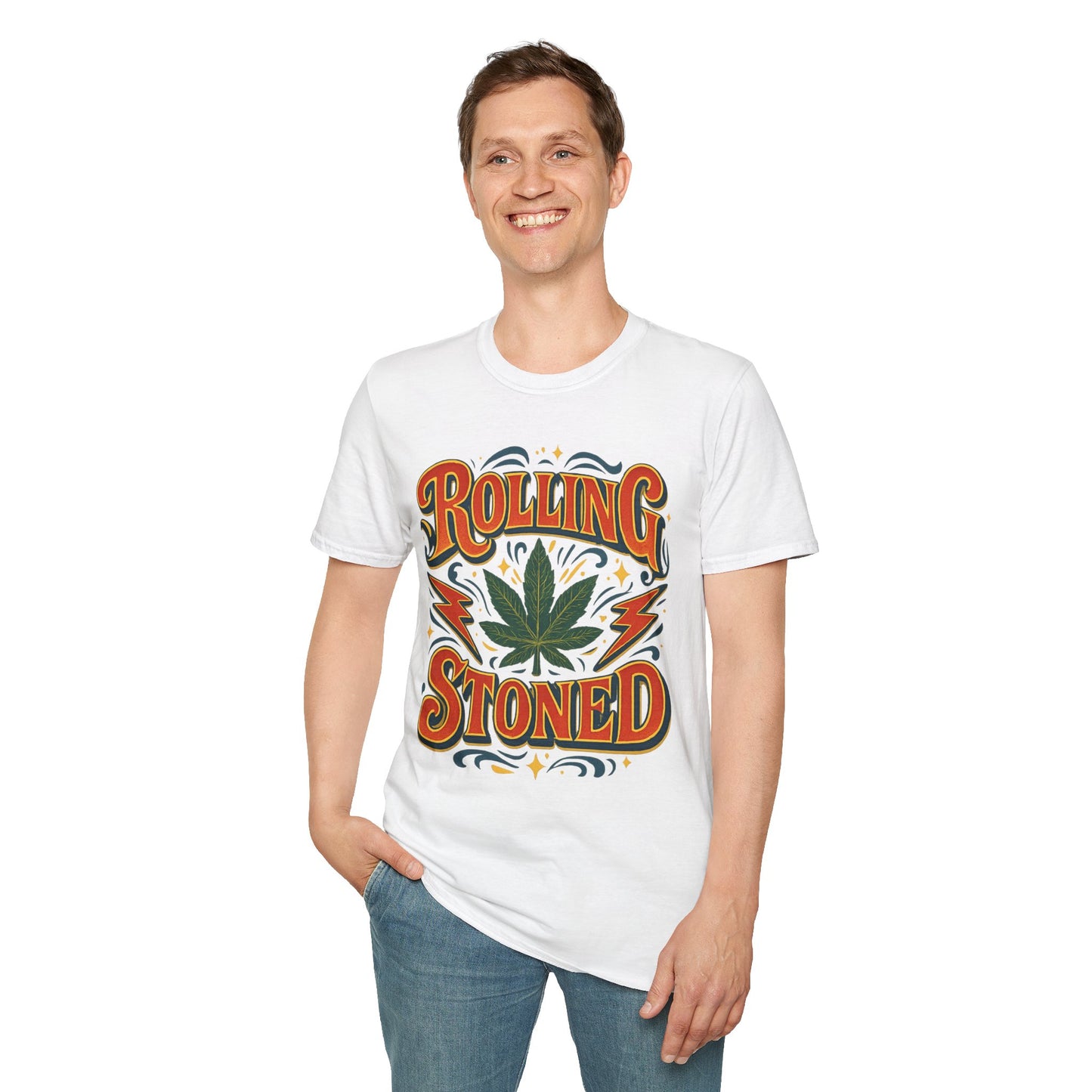Rolling Stoned Weed Shirt – Funny Cannabis Leaf Tee – Gift for Potheads, 420 Smokers, Stoner Music Fans, and Chill Marijuana Enthusiasts