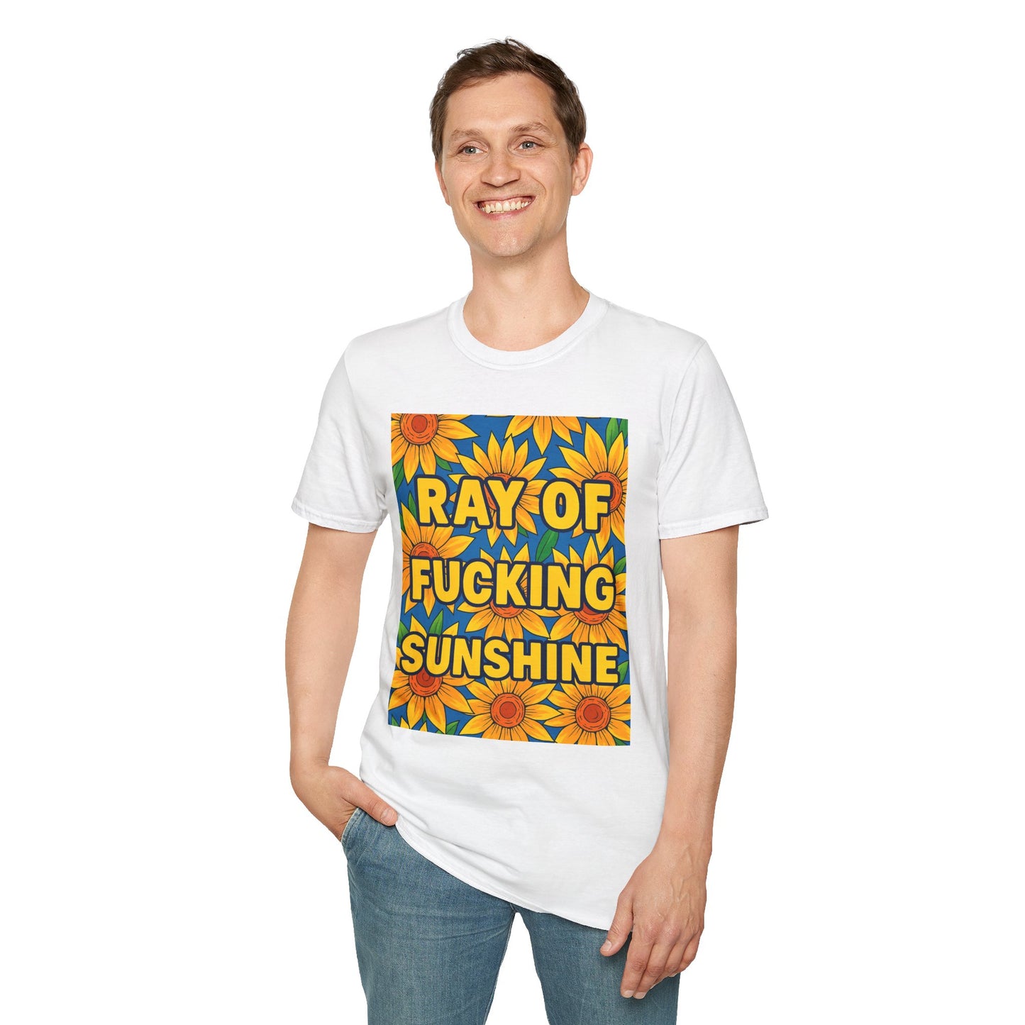 Cheerful Graphic Tee: "Ray of Fucking Sunshine" Unisex Softstyle T-Shirt | Gift for Friends, Casual Wear, Summer Vibes, Birthday Gift, [...]