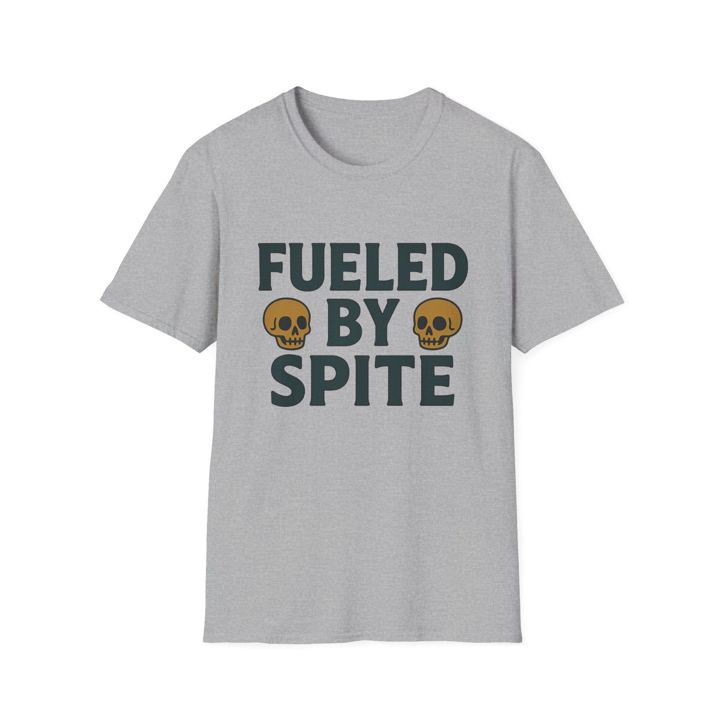 Fueled by Spite Unisex Softstyle T-Shirt, Funny Graphic Tee, Goth Aesthetic Shirt, Gifts for Spiteful Friends, Casual Wear