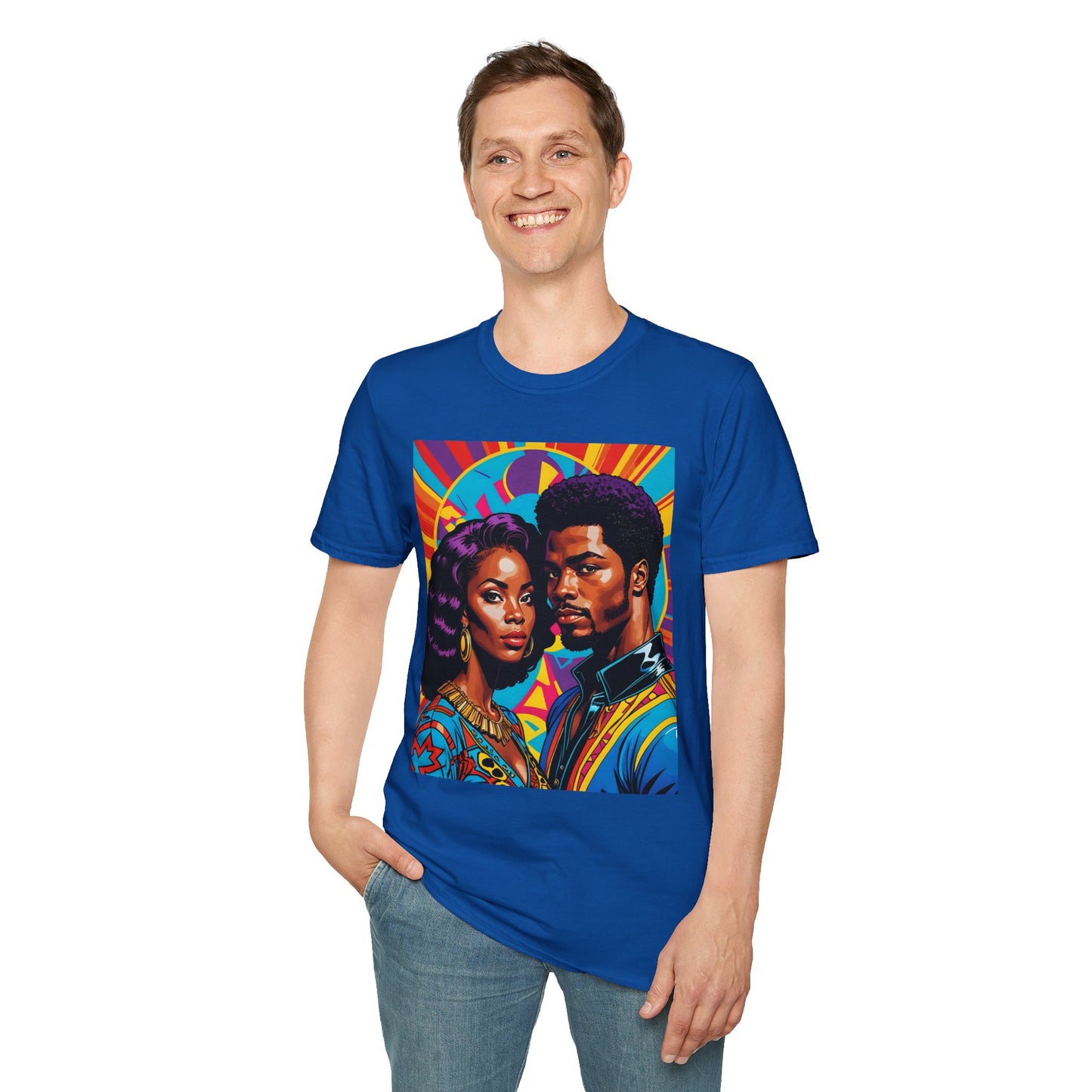 Vibrant Retro-Inspired Unisex Softstyle T-Shirt, Colorful Art Tee, Black History Month Shirt, Casual Streetwear, Gift for Art Lovers