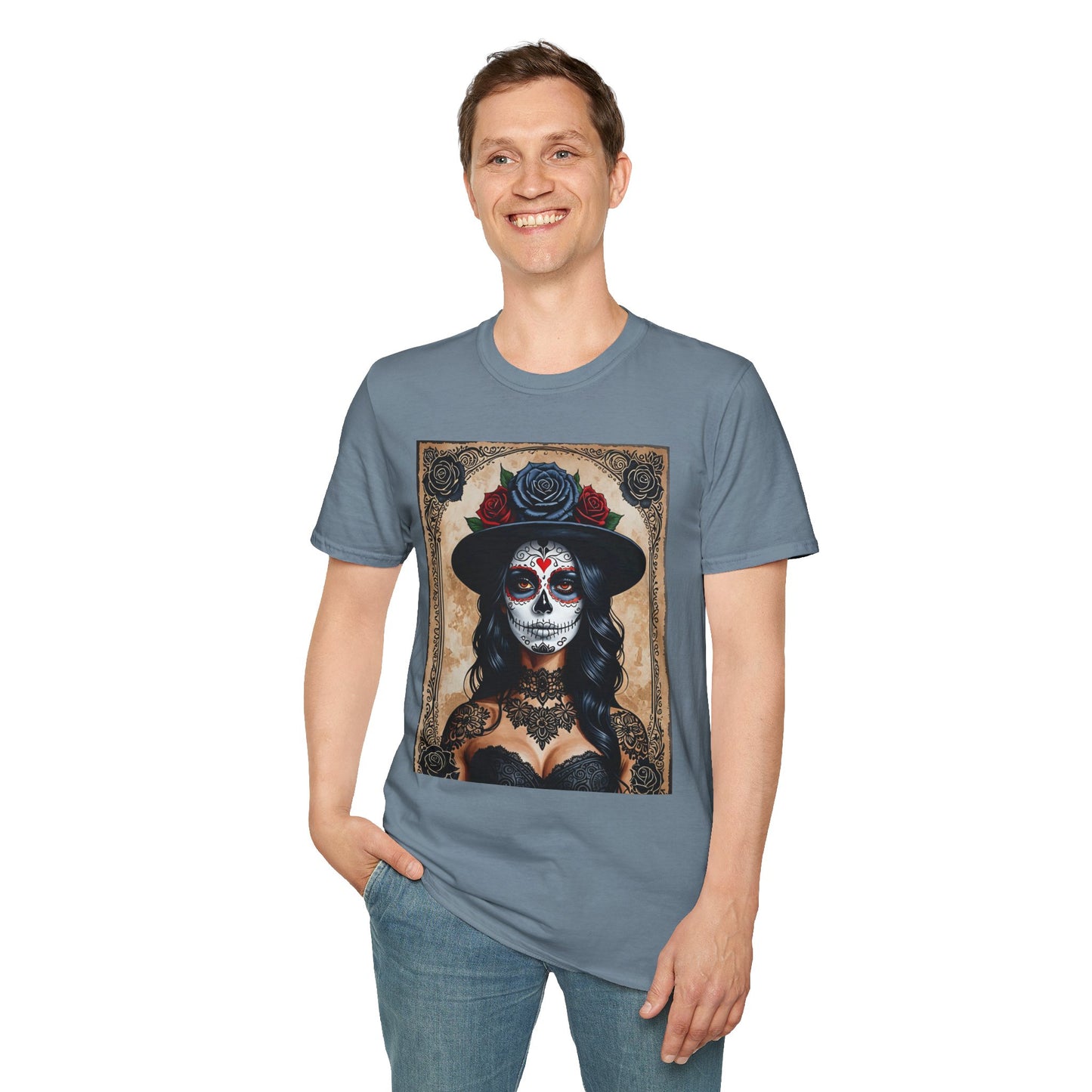 Sugar Skull T-Shirt – Gothic Calavera Tattoo Art Tee – Gift for Skull Collectors, Tattoo Lovers, and Dark Aesthetic Fans