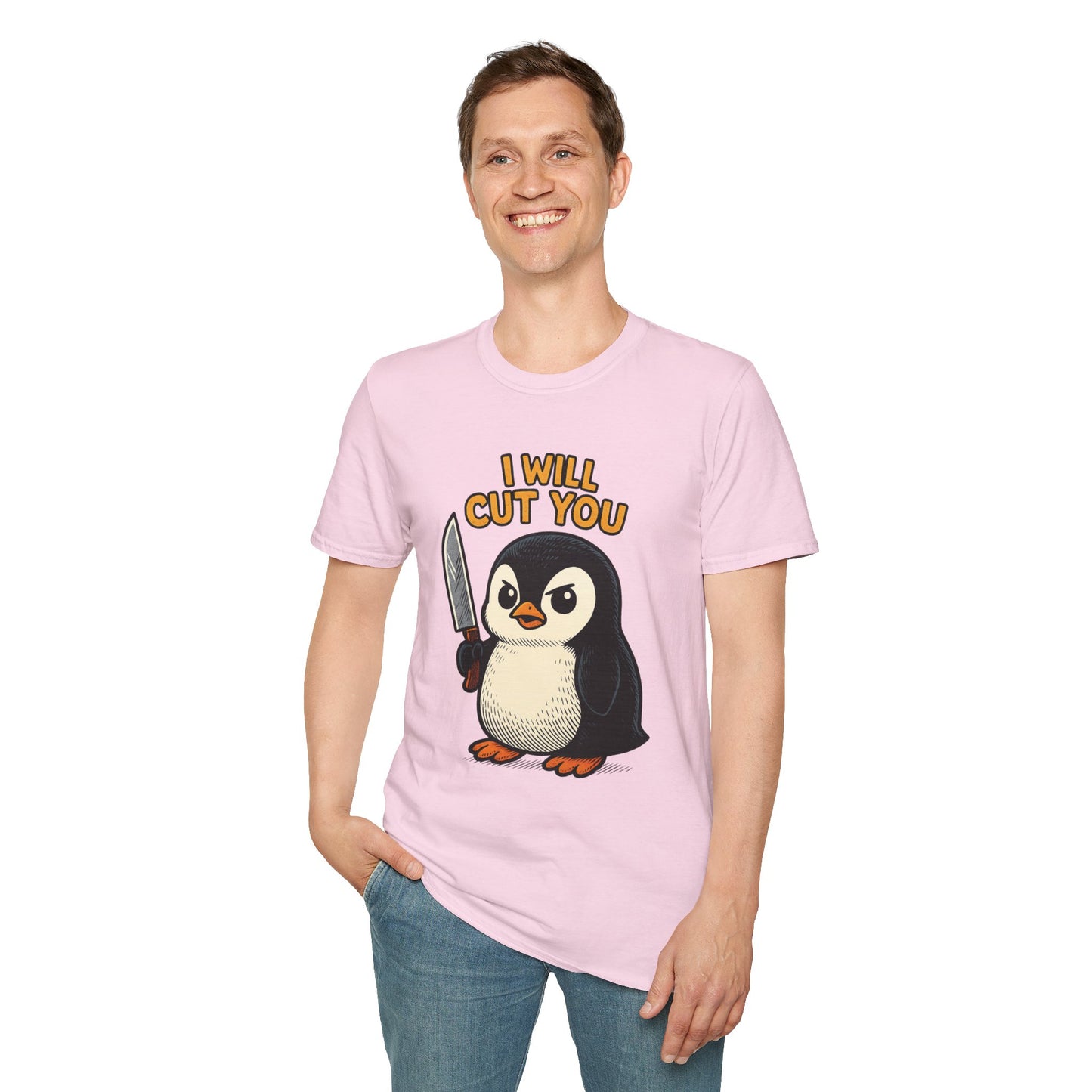 Angry Penguin Knife Shirt – Funny Animal Graphic Tee, Sarcastic Gift for Introverts, Cute but Deadly Humor Shirt