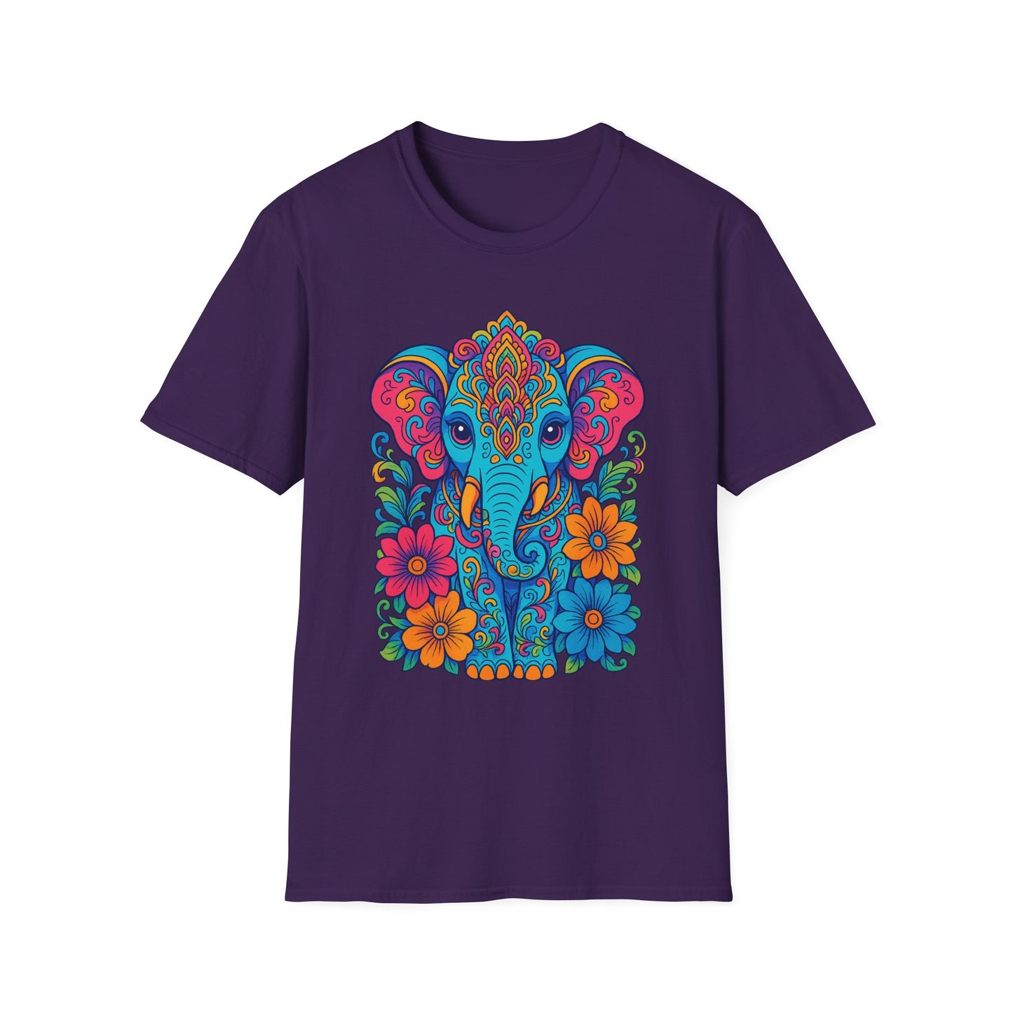Colorful Elephant Shirt Trippy Boho Floral Art Tee Gift for Yoga Lovers Psychedelic Animal Fans and Free Spirits Who Rock Vibrant Festival Style