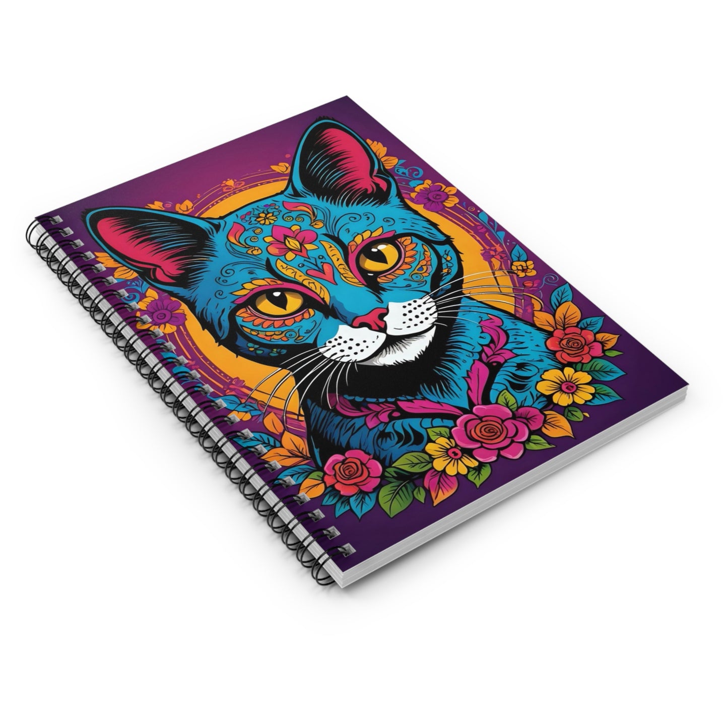 Colorful Cat Spiral Notebook | Vibrant Art for Journaling, Sketching, Note Taking, Gift for Cat Lovers, Unique Stationery