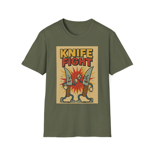 Retro Knife Fight Graphic T-Shirt, Funny Tee, Casual Unisex Clothing, Gift for Him or Her, Unique Humor Shirt
