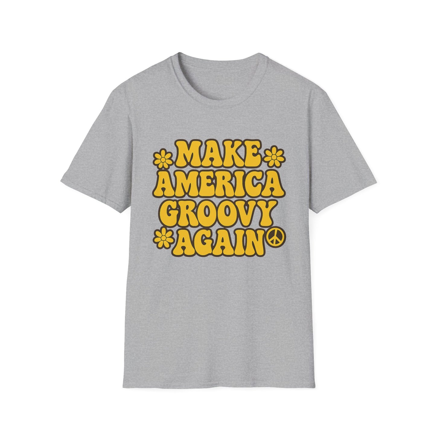 Make America Groovy Again Shirt – Funny Retro Hippie Tee with Peace Sign – Gift for Old Souls, Vintage Lovers, Flower Child Friends