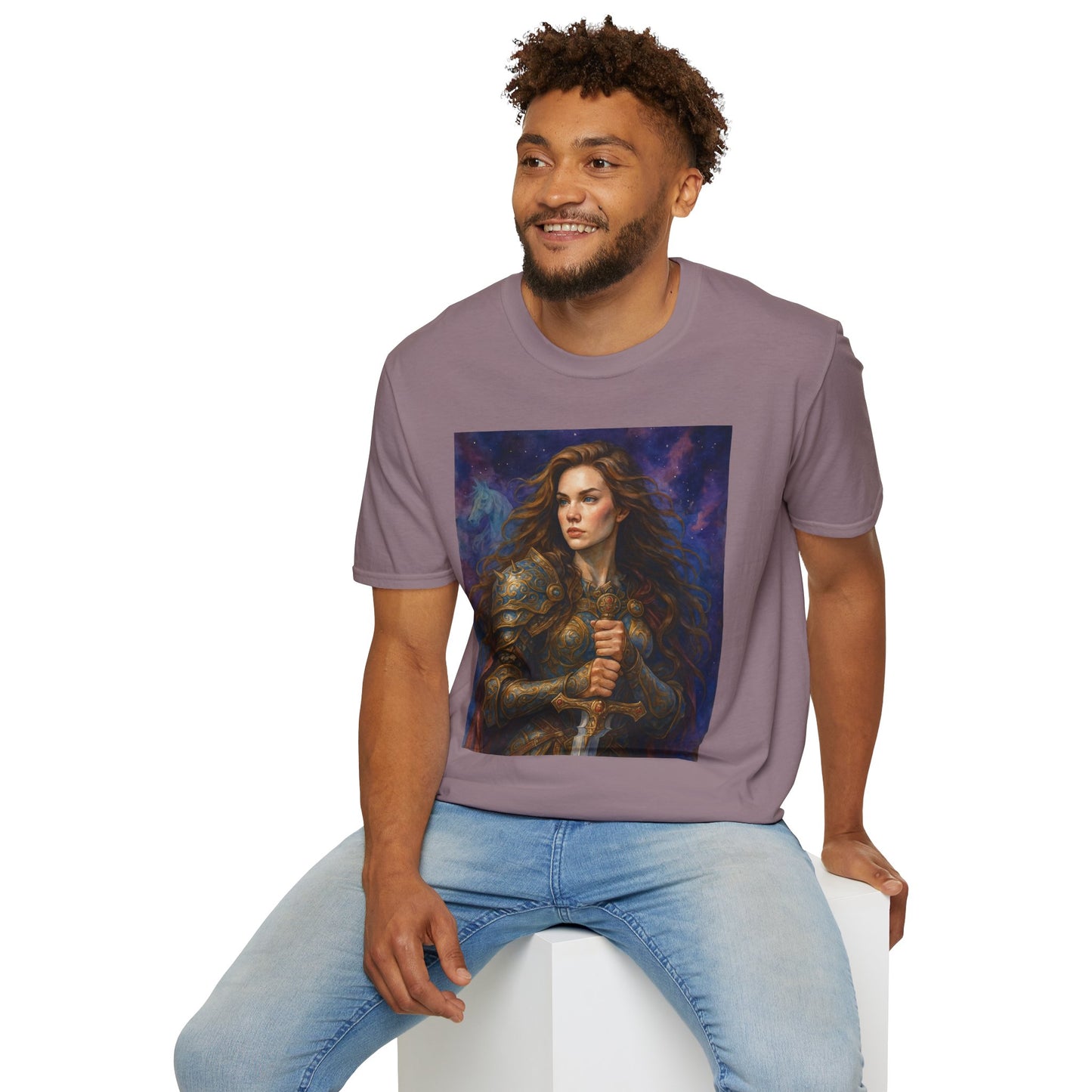 Warrior Woman T Shirt Fantasy Knight Art Medieval Armor Female Hero Tee Gift for Fantasy Lovers Sword Wielder Shirt Bold Aesthetic Battlecore Clothing