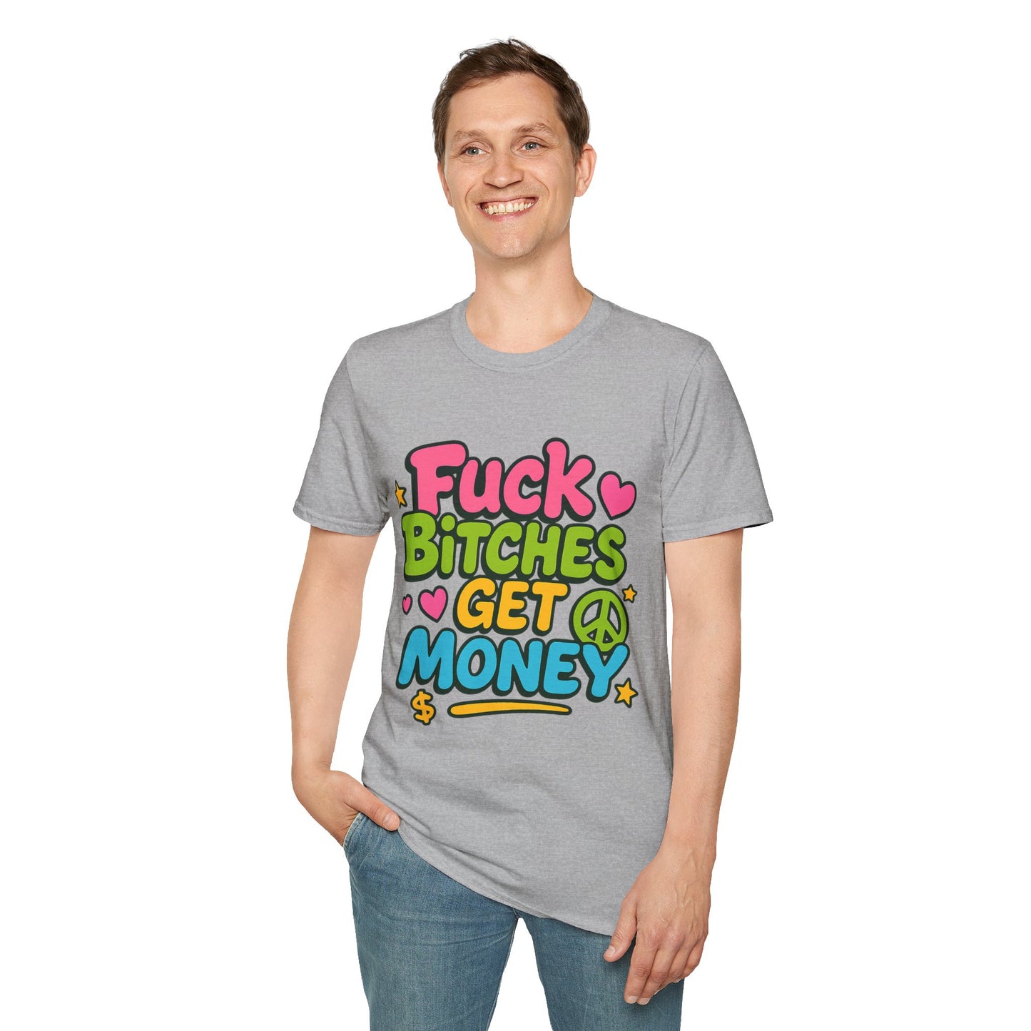 Fuck Bitches Get Money Shirt Funny Bold Graphic Tee Gift for Hustlers Savage Statement T-Shirt for Rebels Trolls Unfiltered Meme Culture Fans