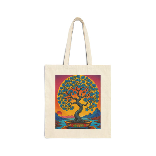 Bonsai Tree Of Life Tote Bag Canvas Reusable Eco Friendly Shopping Everyday Art