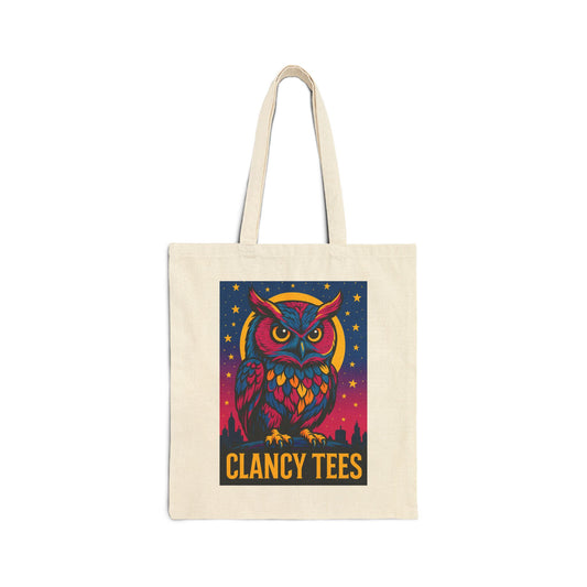 Colorful Owl Tote Bag Canvas Reusable Eco Friendly Psychedelic Art Shopping