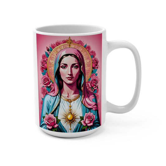 Sacred Heart Madonna Mug Spiritual Icon Artwork Ceramic Coffee Cup Gift for Art Lovers
