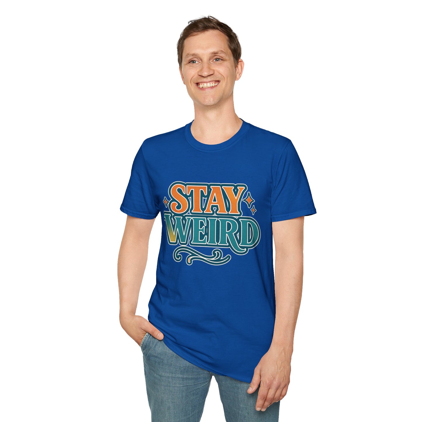 Stay Weird Unisex Softstyle T-Shirt - Fun Graphic Tee, Quirky Apparel, Gift for Friends, Casual Wear, Unique Style