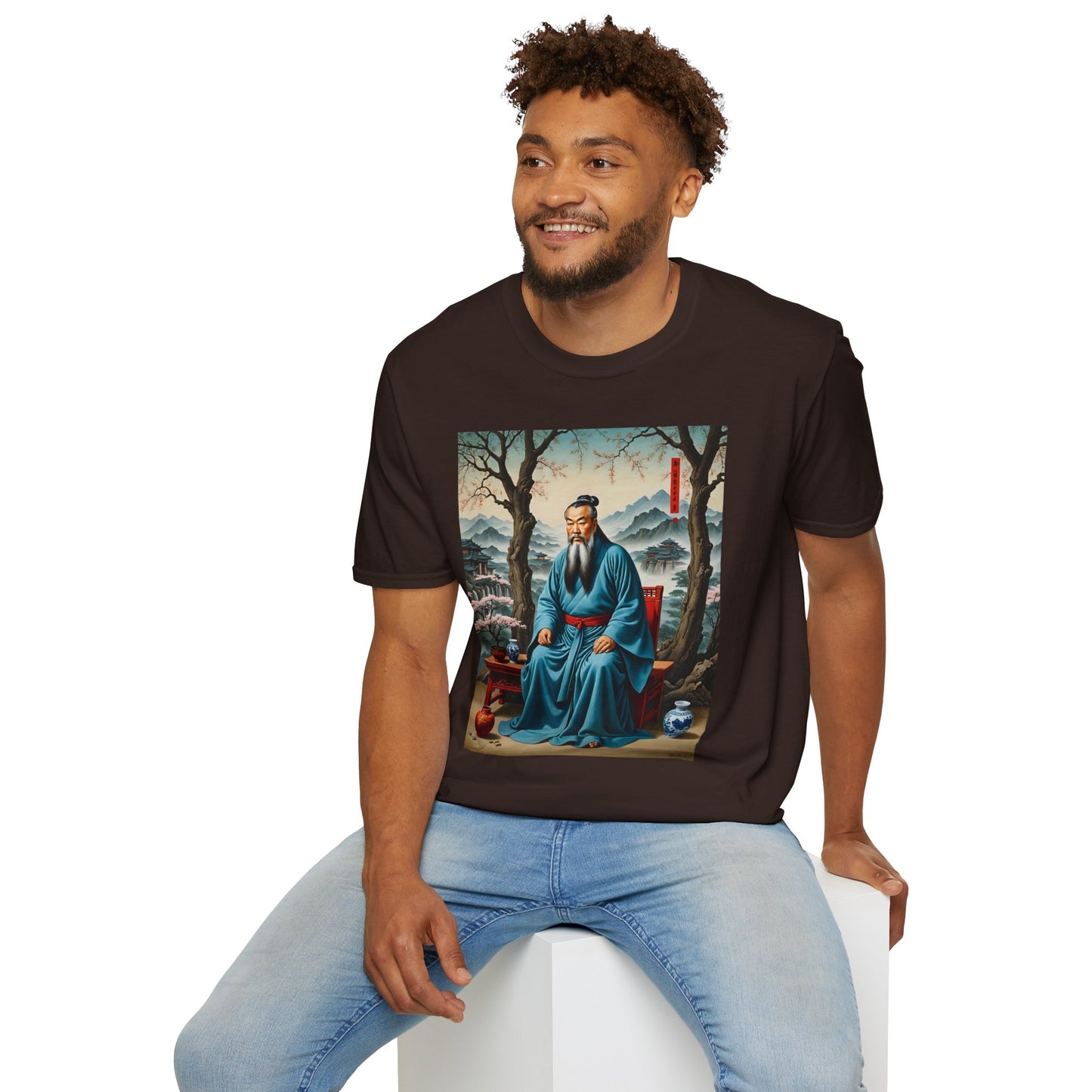 Ancient Scholar T-Shirt Eastern Wisdom Graphic Tee Traditional Art Shirt Gift for History Buffs Gift for Philosophy Fans Timeless Cultural Artwork