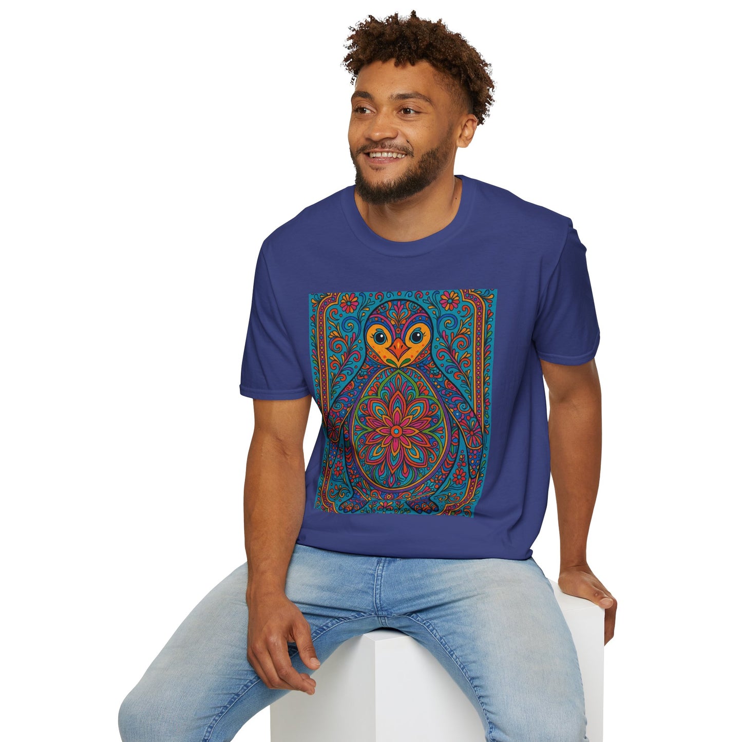 Trippy Penguin Mandala T-Shirt – Psychedelic Animal Tee – Funny Gift for Nature Lovers – Penguin Shirt for Hippies, Weirdos, and Mandala Fans