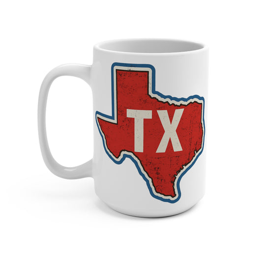 Texas State Mug – Vintage TX Coffee Cup With Bold Red Graphic, Lone Star Pride Drinkware, Gift for Texans and Southern Coffee Lovers