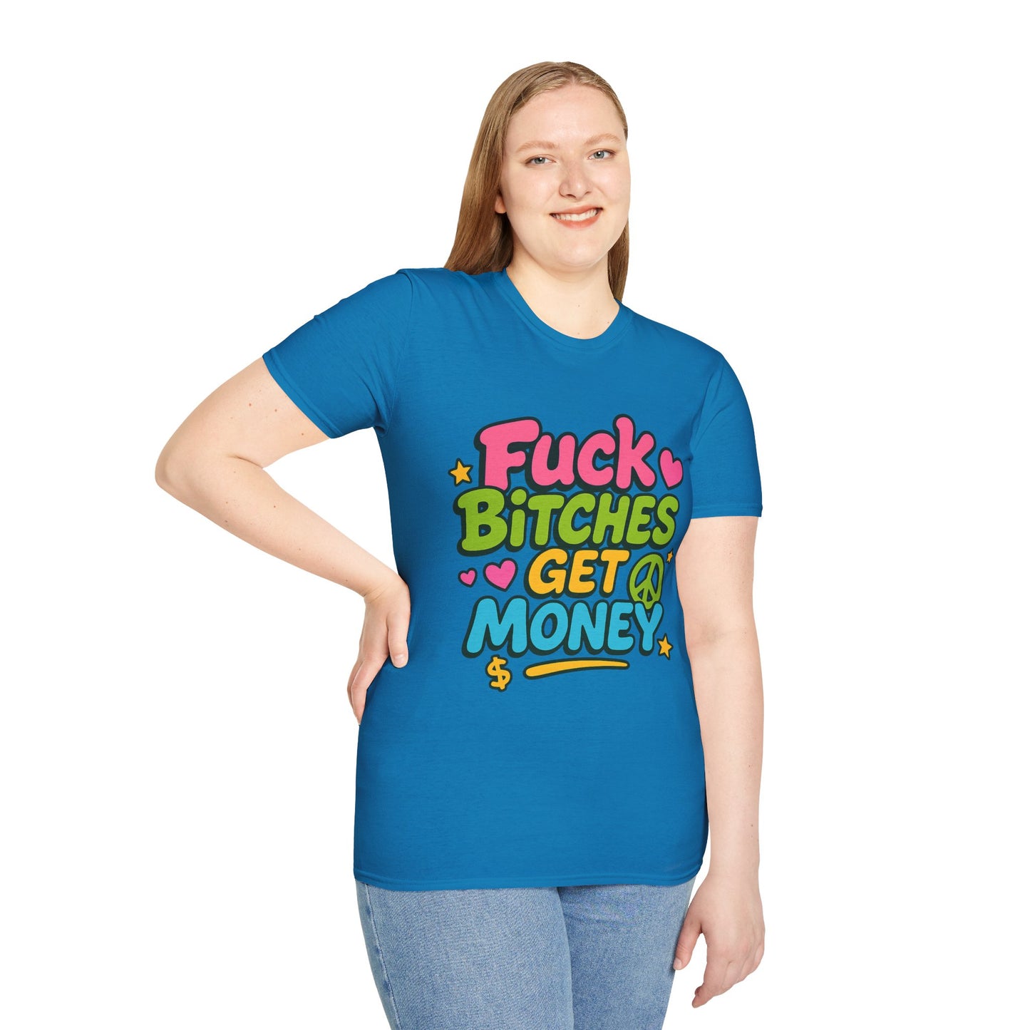 Fuck Bitches Get Money Shirt Funny Bold Graphic Tee Gift for Hustlers Savage Statement T-Shirt for Rebels Trolls Unfiltered Meme Culture Fans