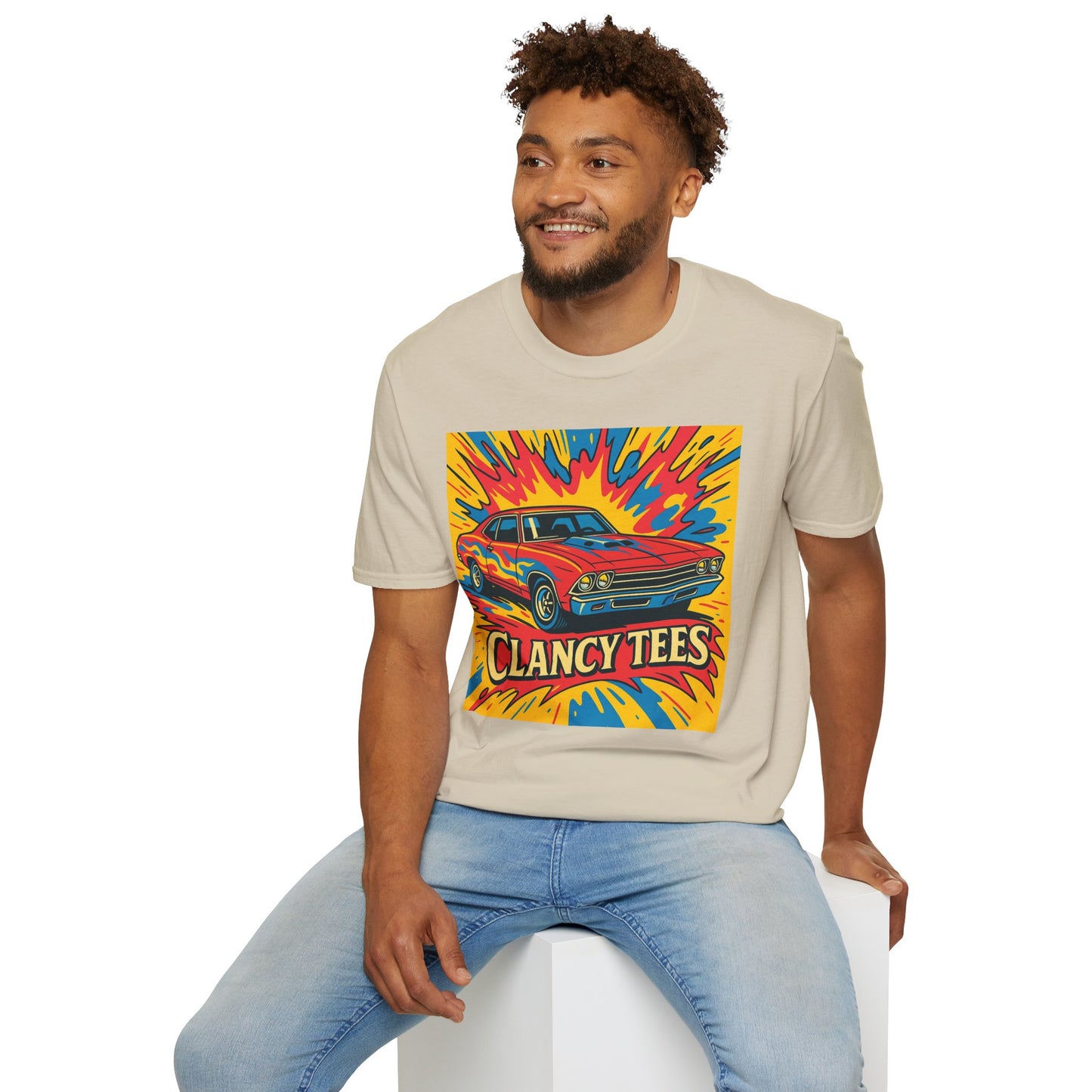 Muscle Car Graphic Tee with Retro Flames | Vintage Car Lover T-Shirt | Gift for Gearheads & Classic Ride Fans | Bold Hot Rod Shirt