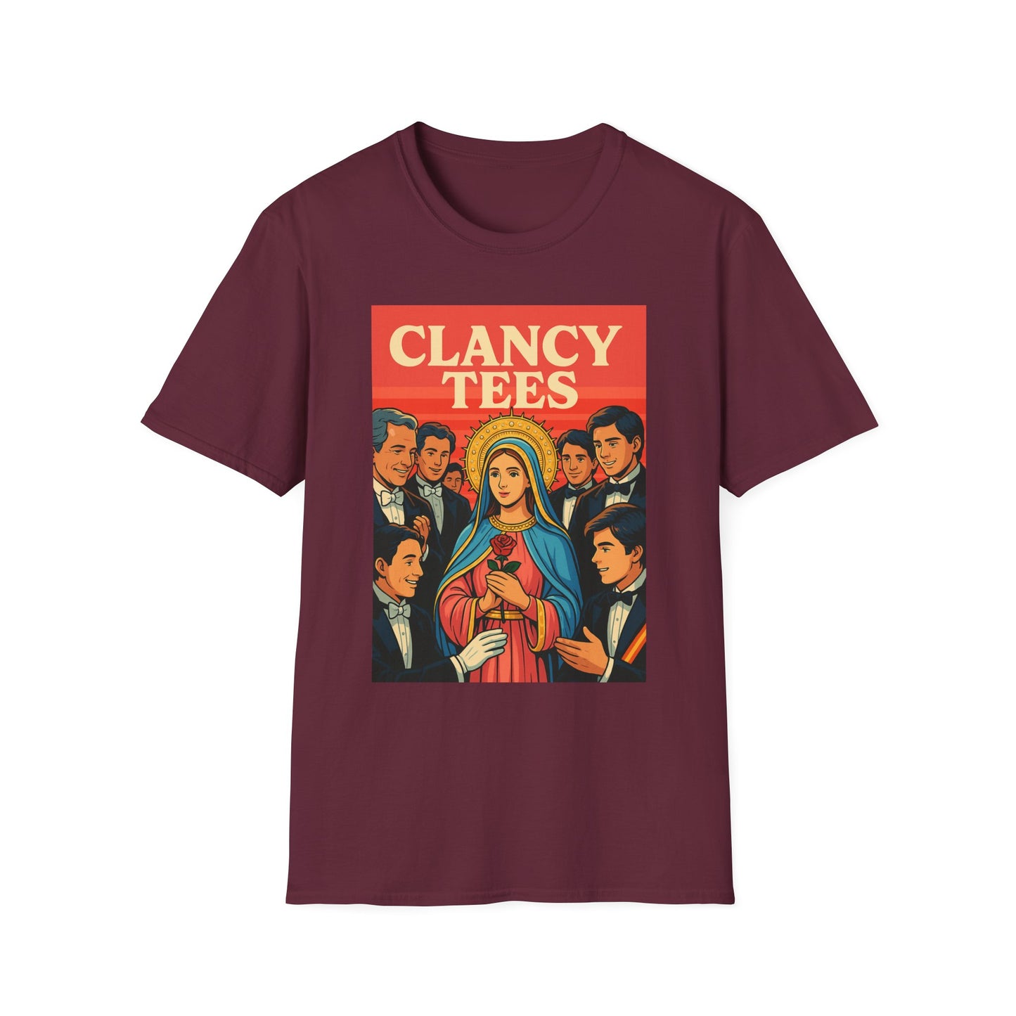 Vintage Virgin Mary Graphic T-Shirt, Softstyle Madonna Tee for Casual Wear, Perfect Gift for Holidays, Retro Clothing, Unisex Tees